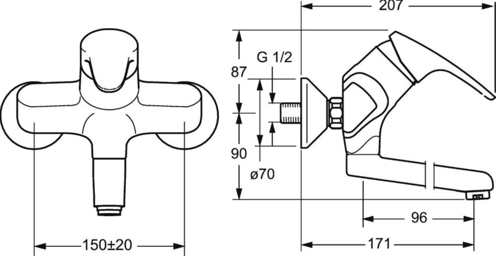 HANSA HANSAMIX Waschtischarmatur, Chrom, zur Wandmontage, mit absperrbarem S-Anschluss