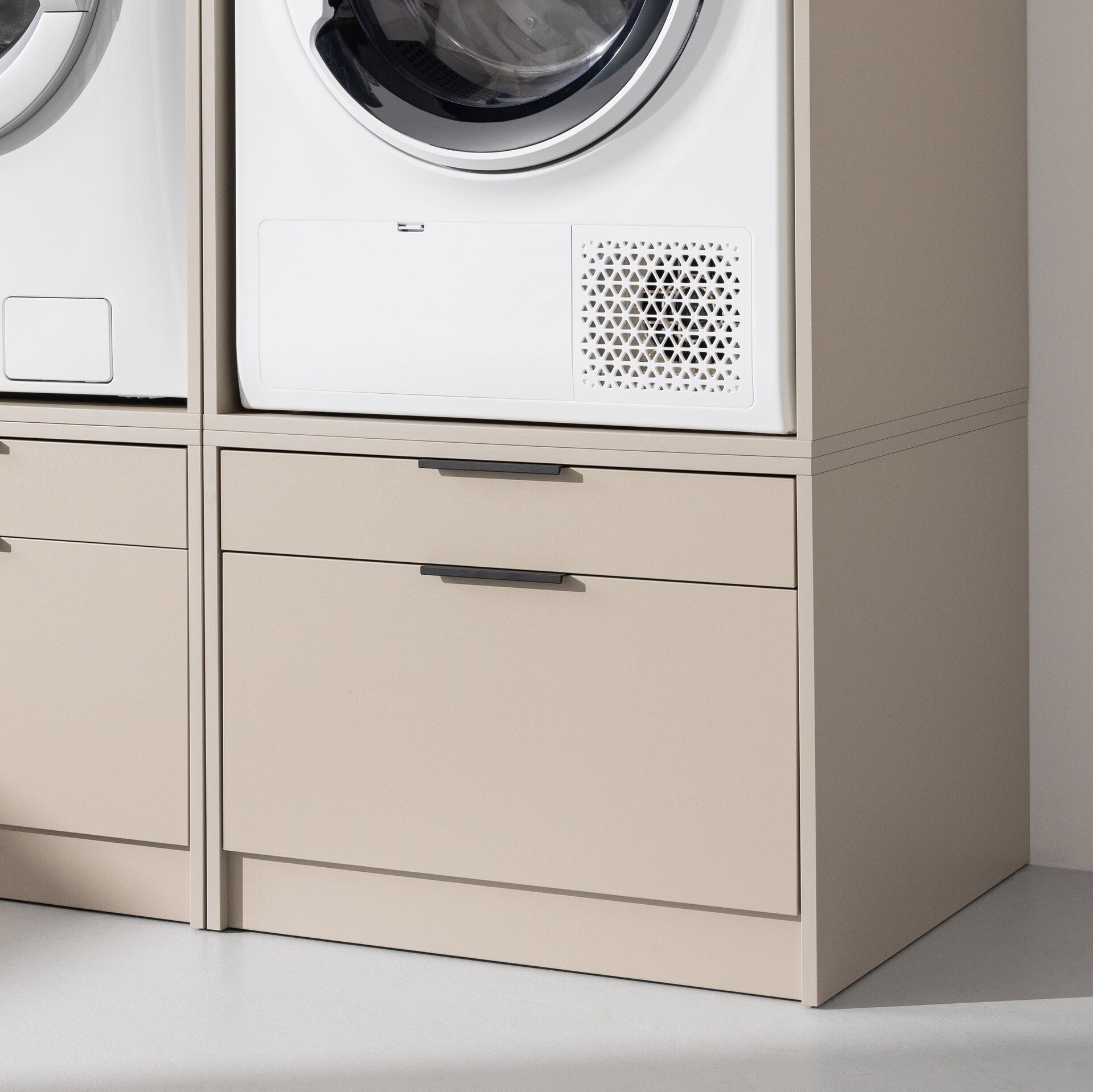 FACKELMANN Waschmaschinen Unterschrank 52 cm breit, Grau, Schublade + Auszug