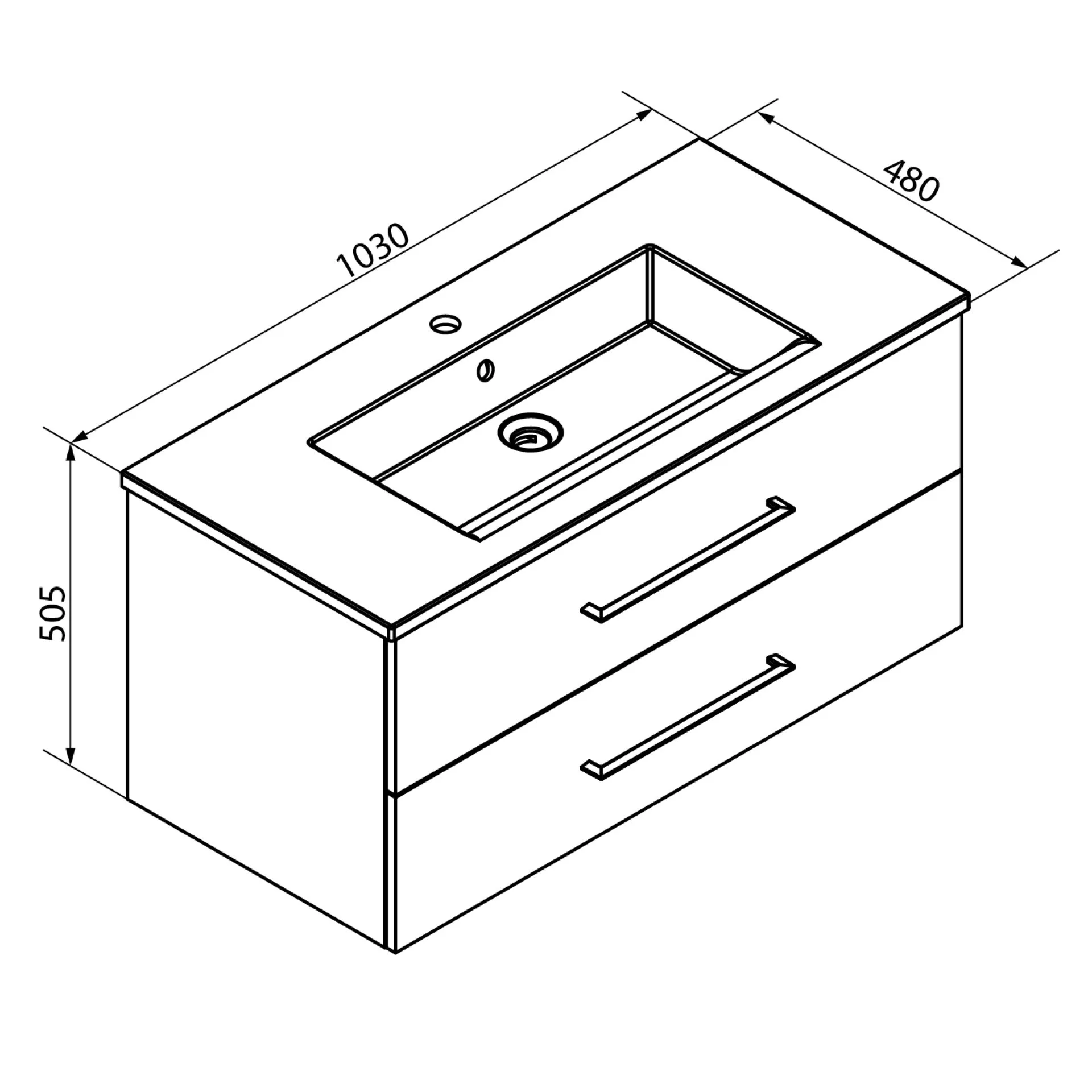 FACKELMANN B.PERFEKT Badmöbel Set 4-teilig 103 cm breit, Braun hell, Waschbecken Keramik Weiß + LED Spiegelschrank + Hochschrank