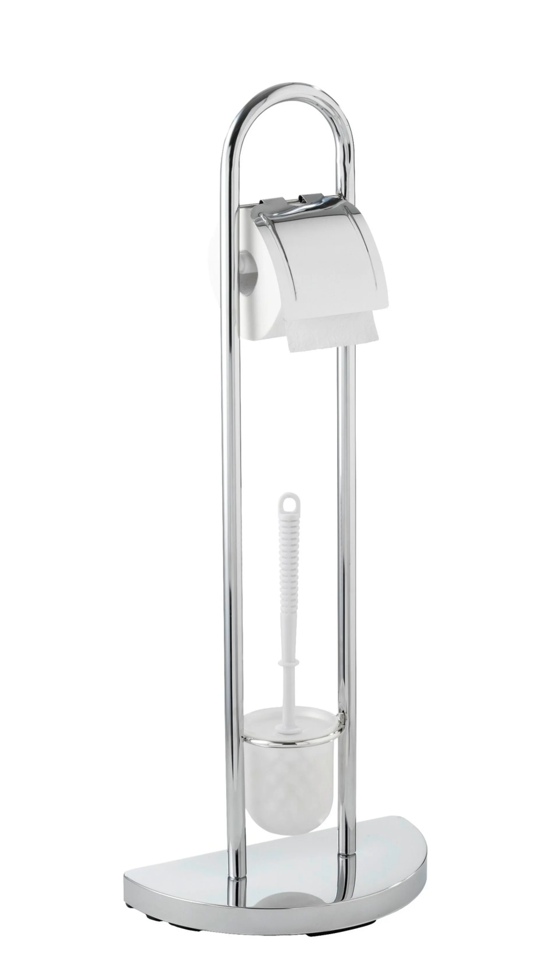 WENKO WC-Garnitur, Chrom glänzend, mit Toilettenpapierhalter, stehend