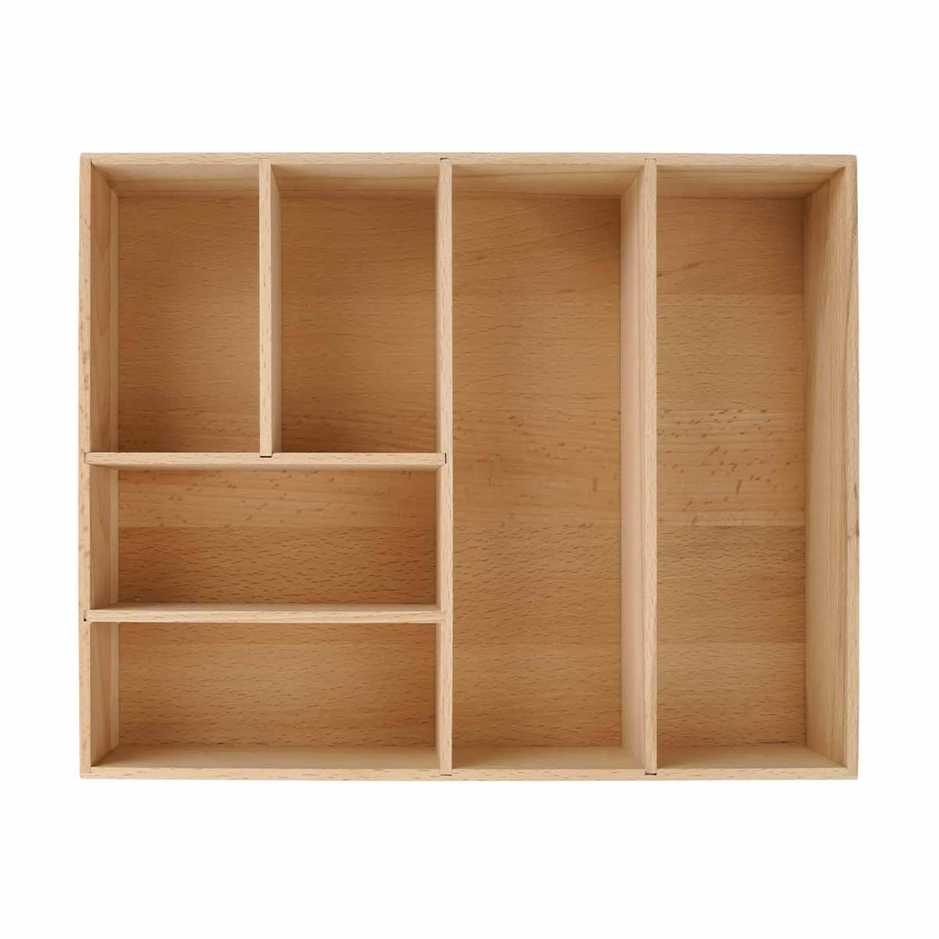 FACKELMANN Schubladen Organizer 26 cm breit, Braun, Buchenholz