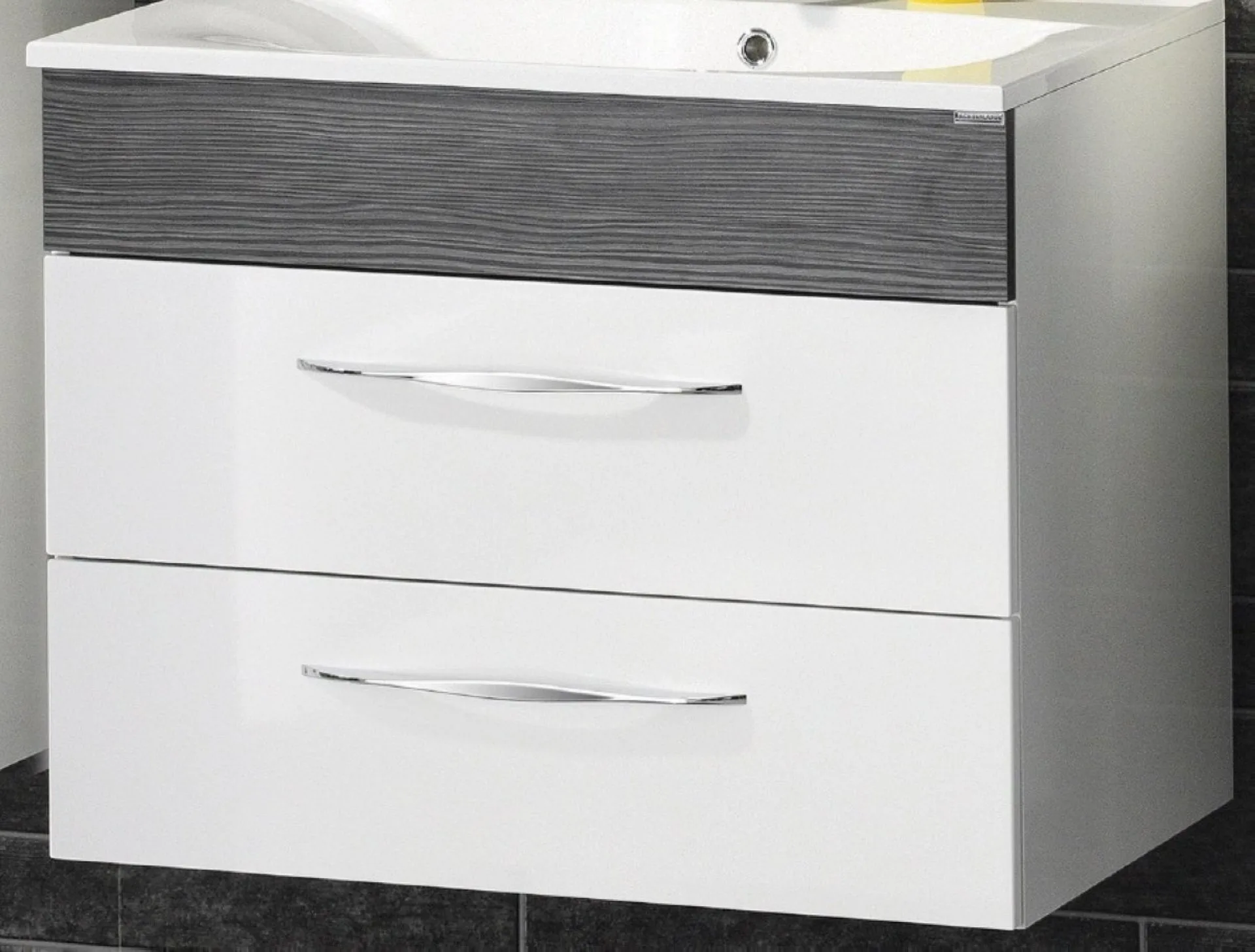 FACKELMANN SCENO Waschbeckenunterschrank 80 cm breit, Weiß/Anthrazit Holzoptik