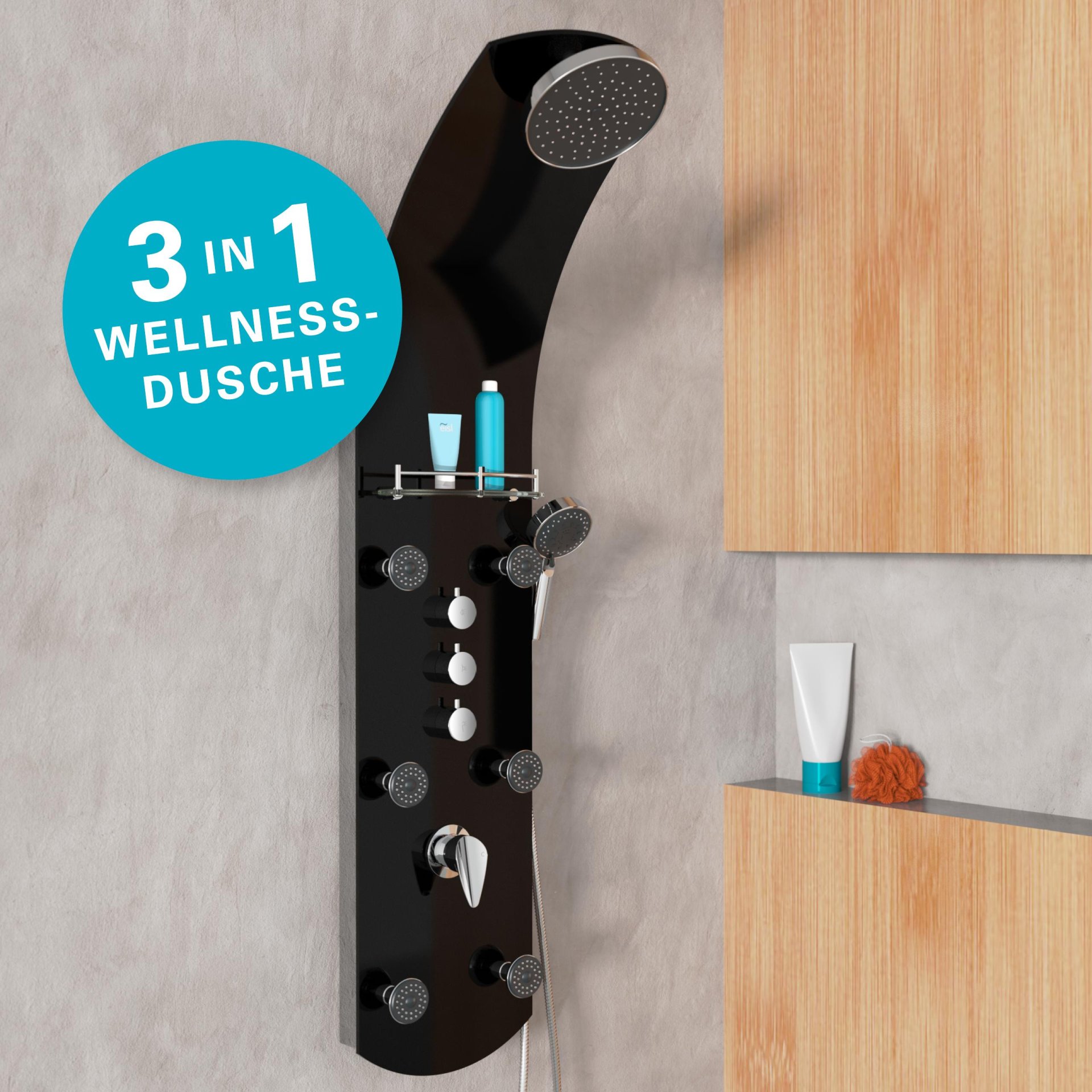 EISL KARIBIK Duschpaneel, Schwarz