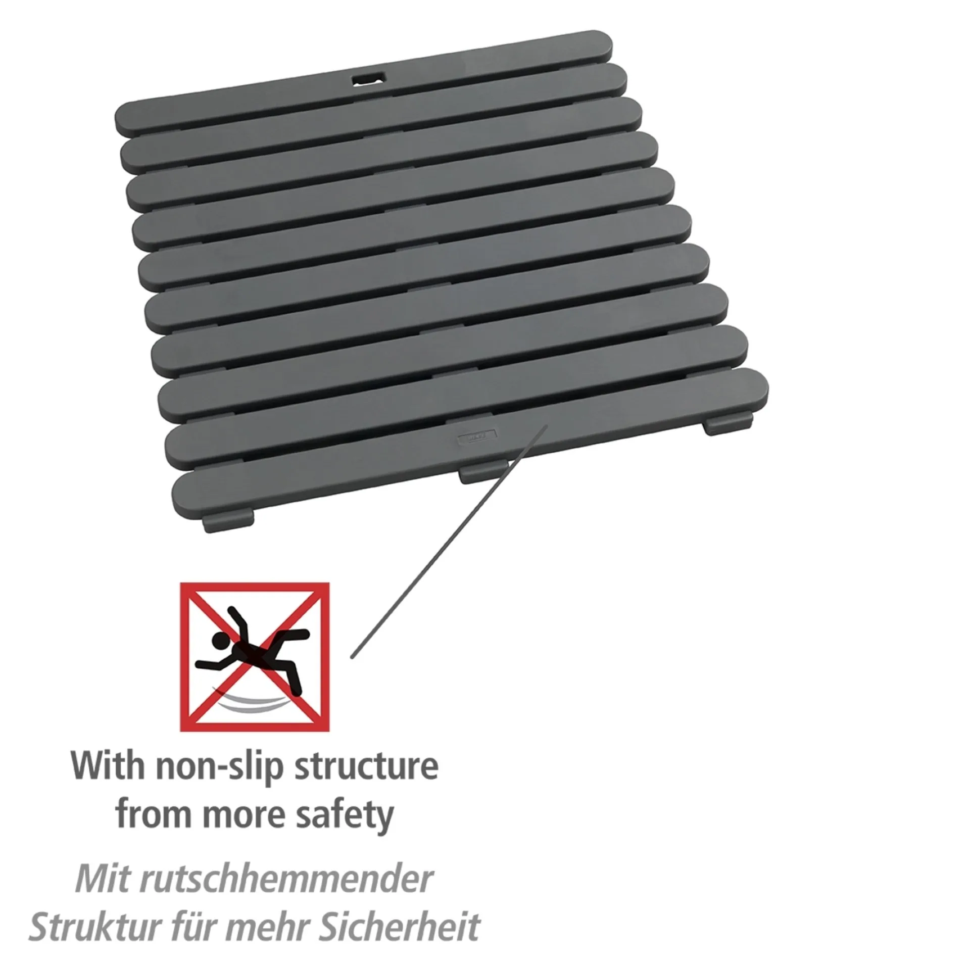 WENKO INDOOR&OUTDOOR Badematte 55 x 55 cm, Grau