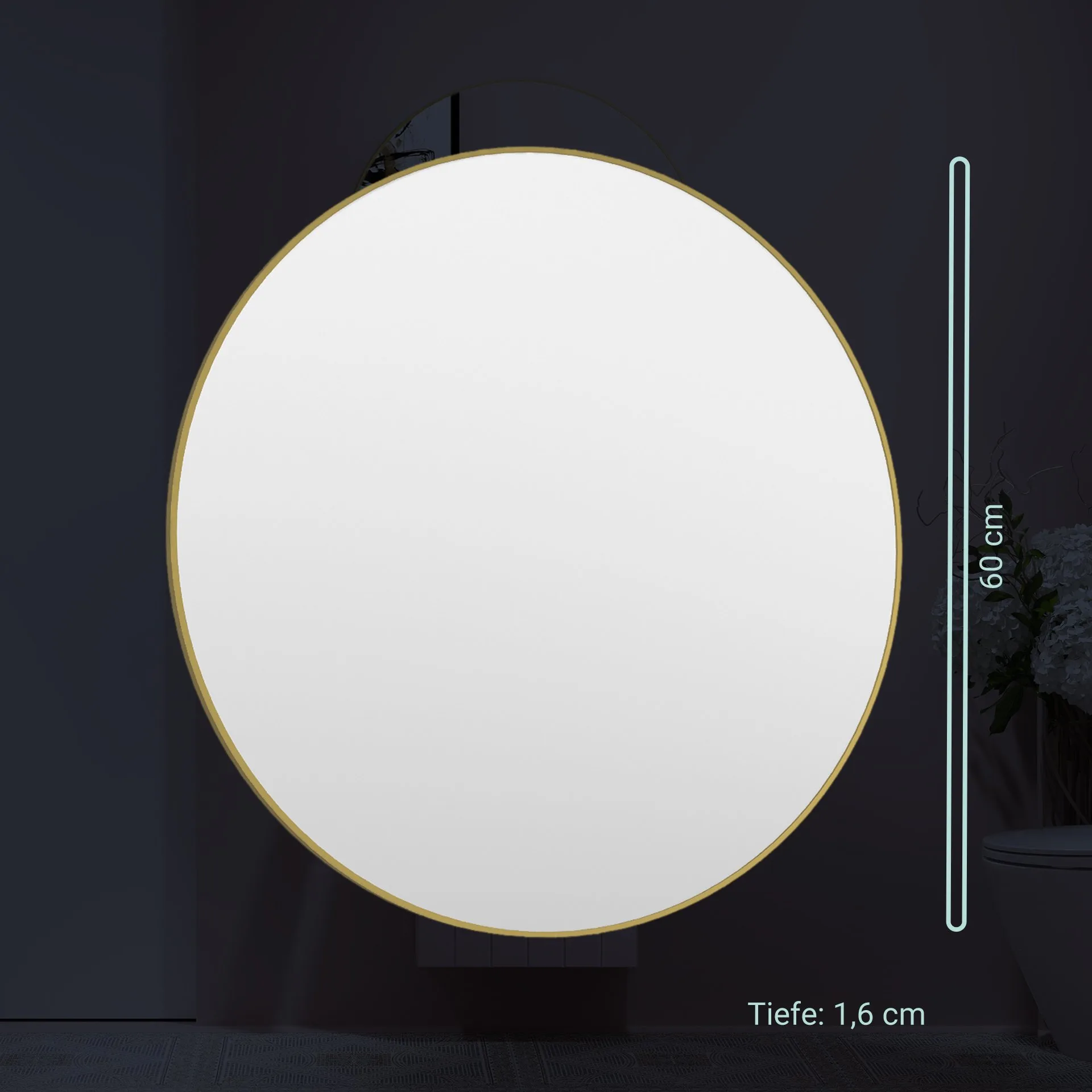 BADEDU IMPERO Spiegel Ø 80 cm, Gold, rund
