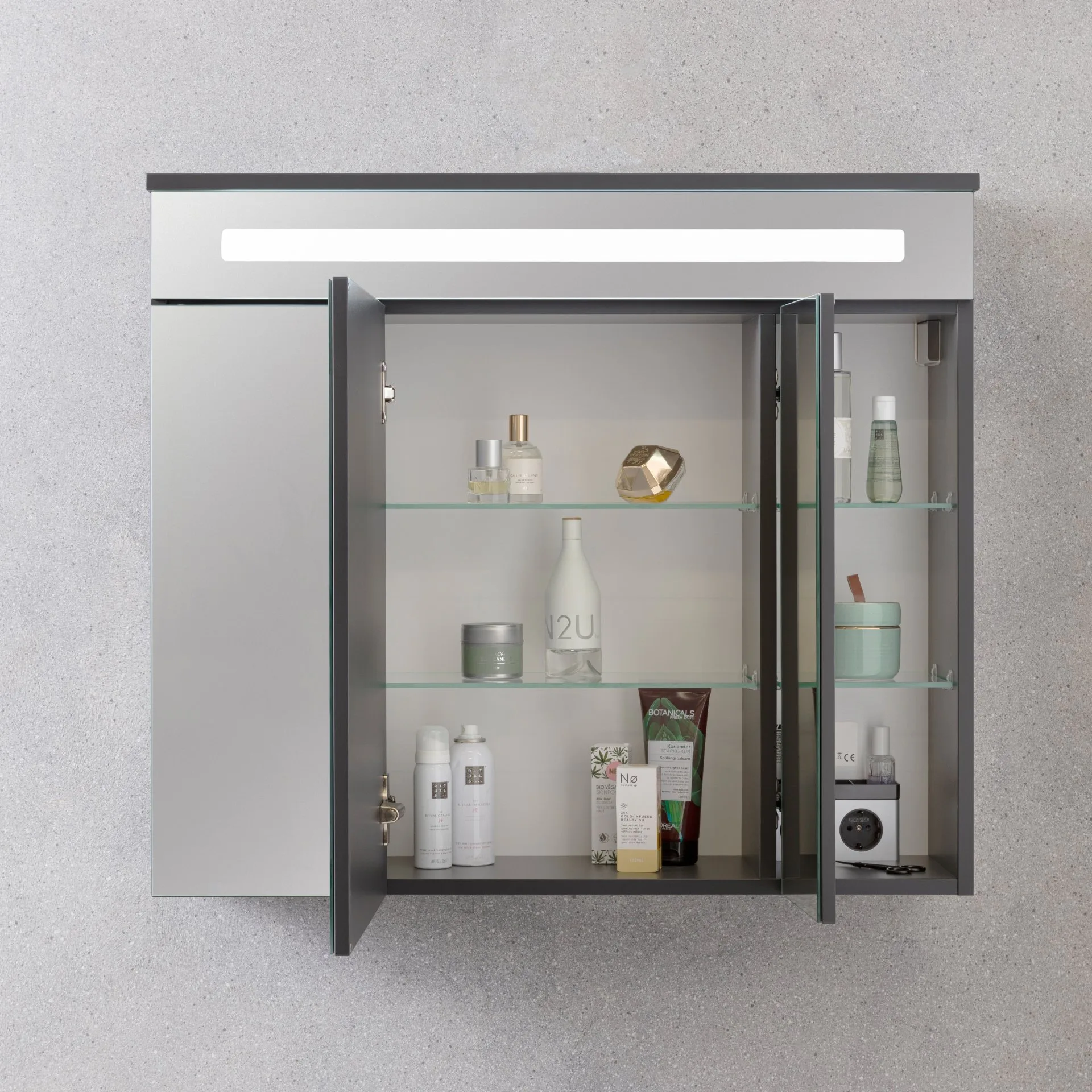 FACKELMANN KARA LED Spiegelschrank 80 cm breit, Anthrazit