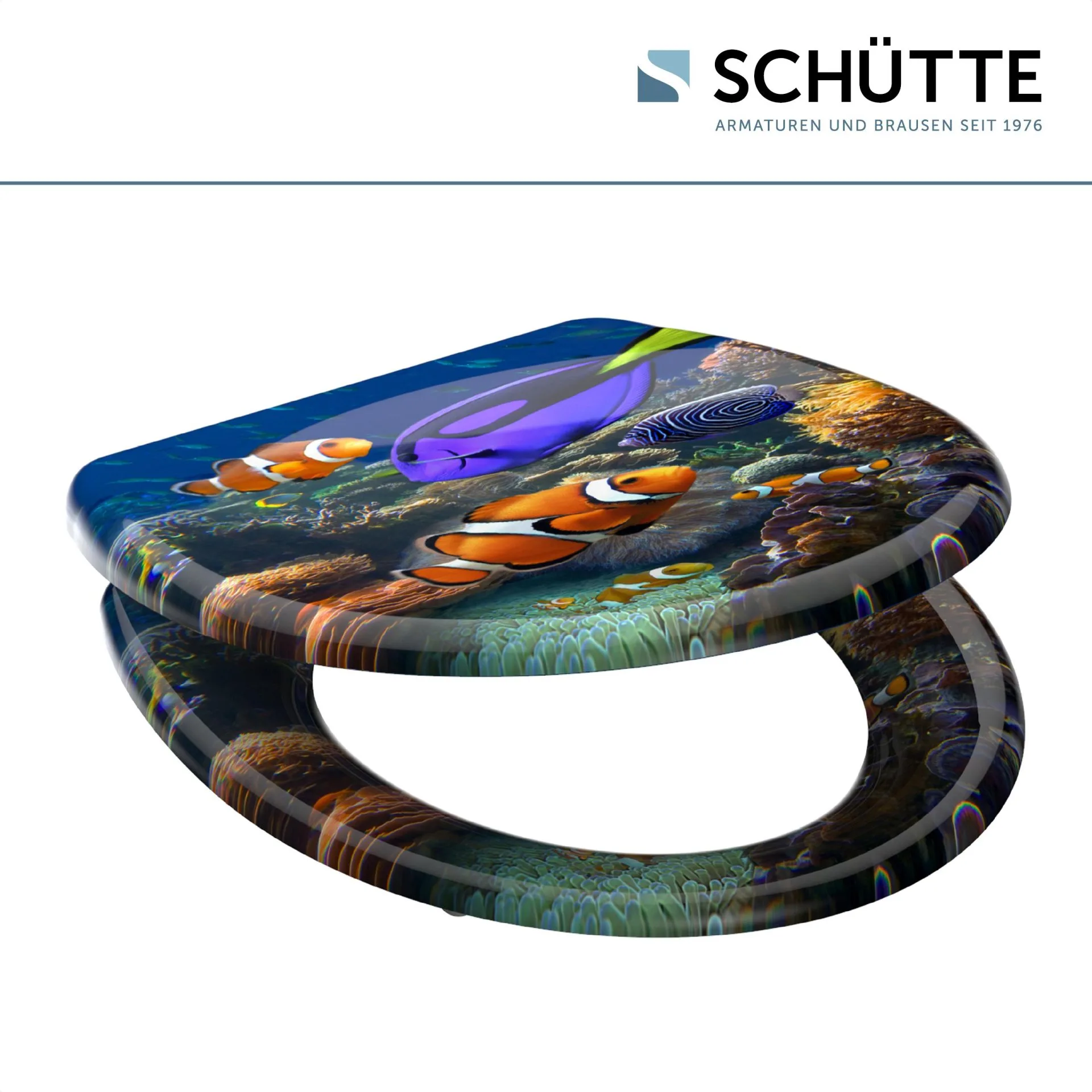 SCHÜTTE SEA LIFE WC-Sitz, Kunststoff, mit Absenkautomatik und Schnellverschluss