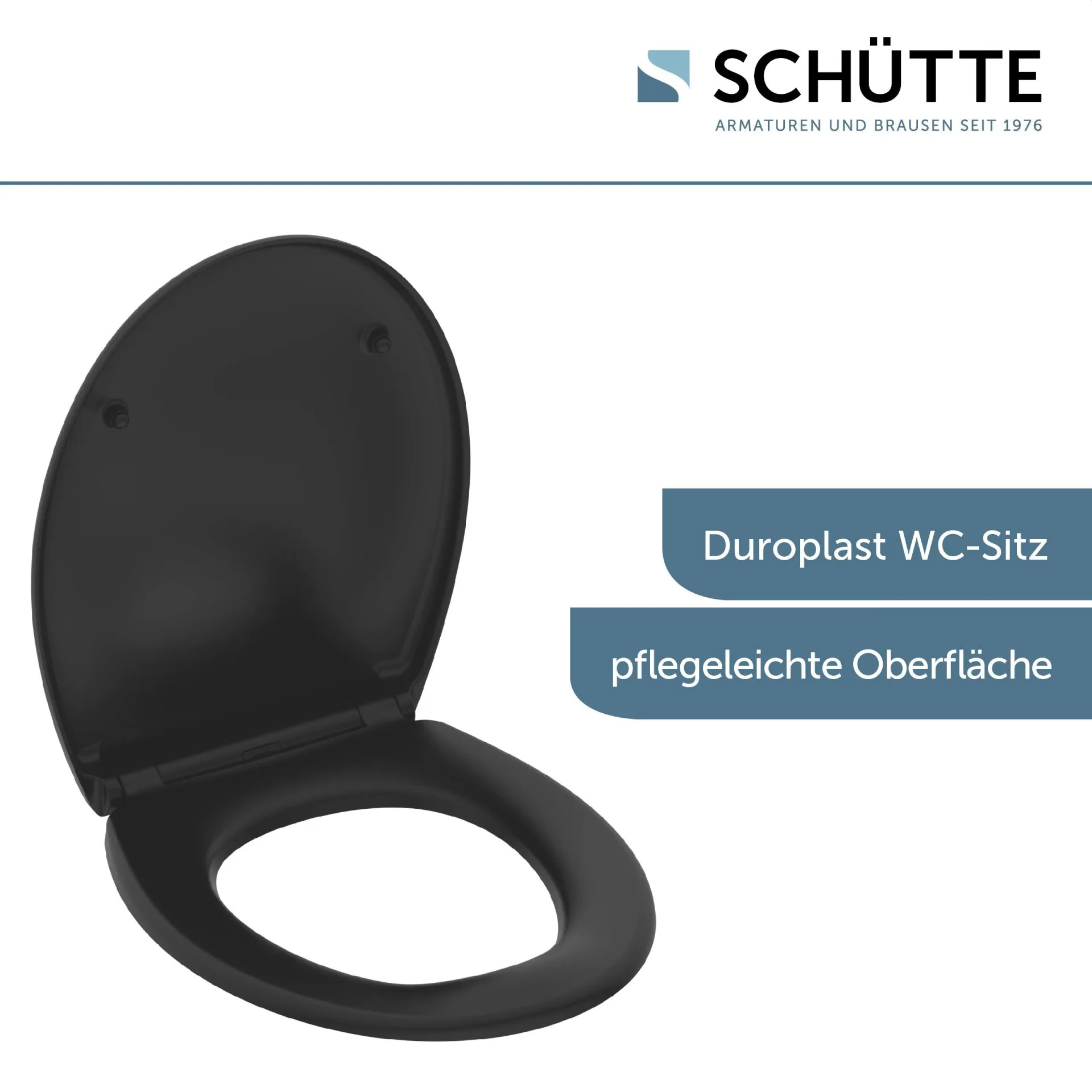SCHÜTTE SCHWARZ WC-Sitz, Kunststoff, mit Absenkautomatik und Schnellverschluss