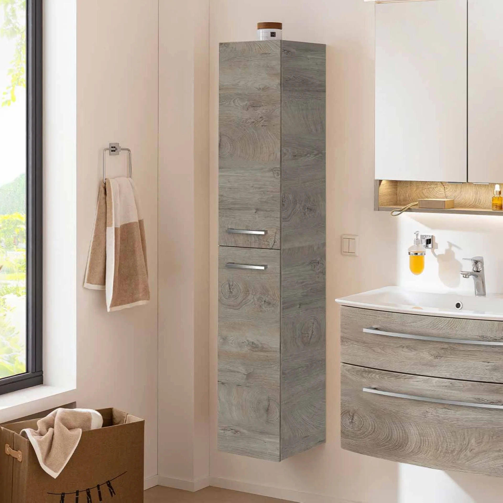 FACKELMANN B.STYLE Hochschrank 30 cm breit, Braun hell, Türanschlag rechts