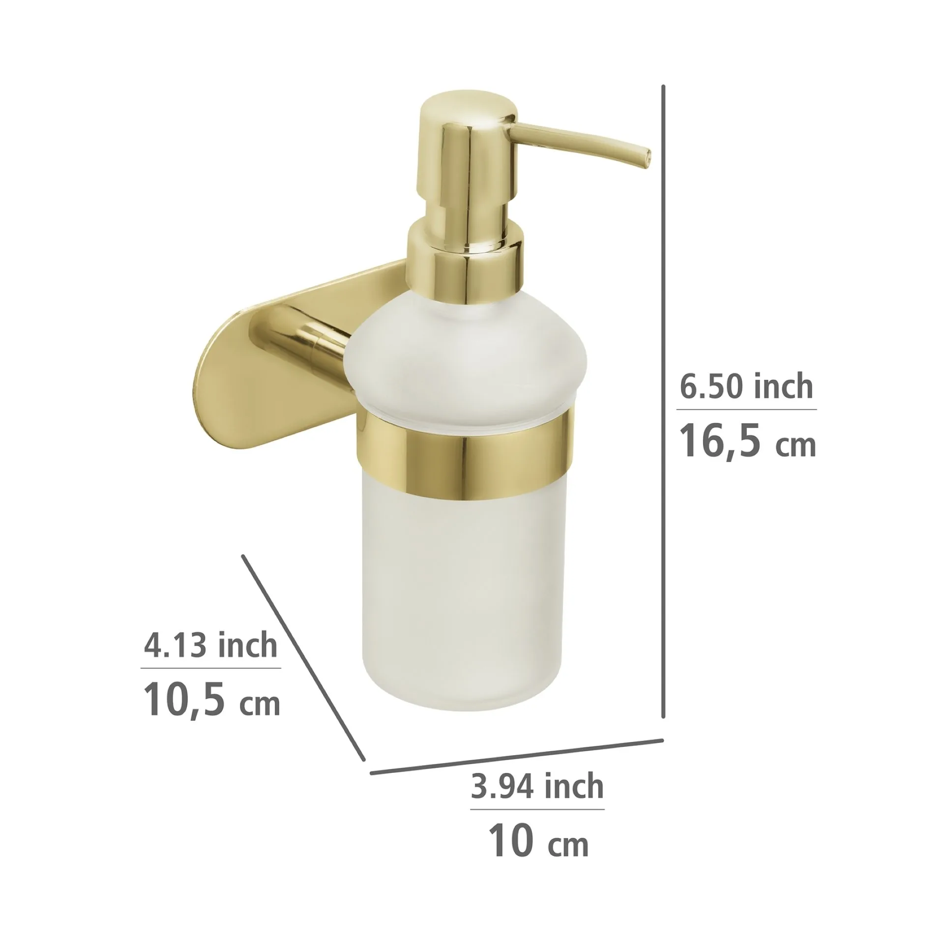WENKO OREA Seifenspender 200 ml, Gold matt, Edelstahl rostfrei, Turbo Loc