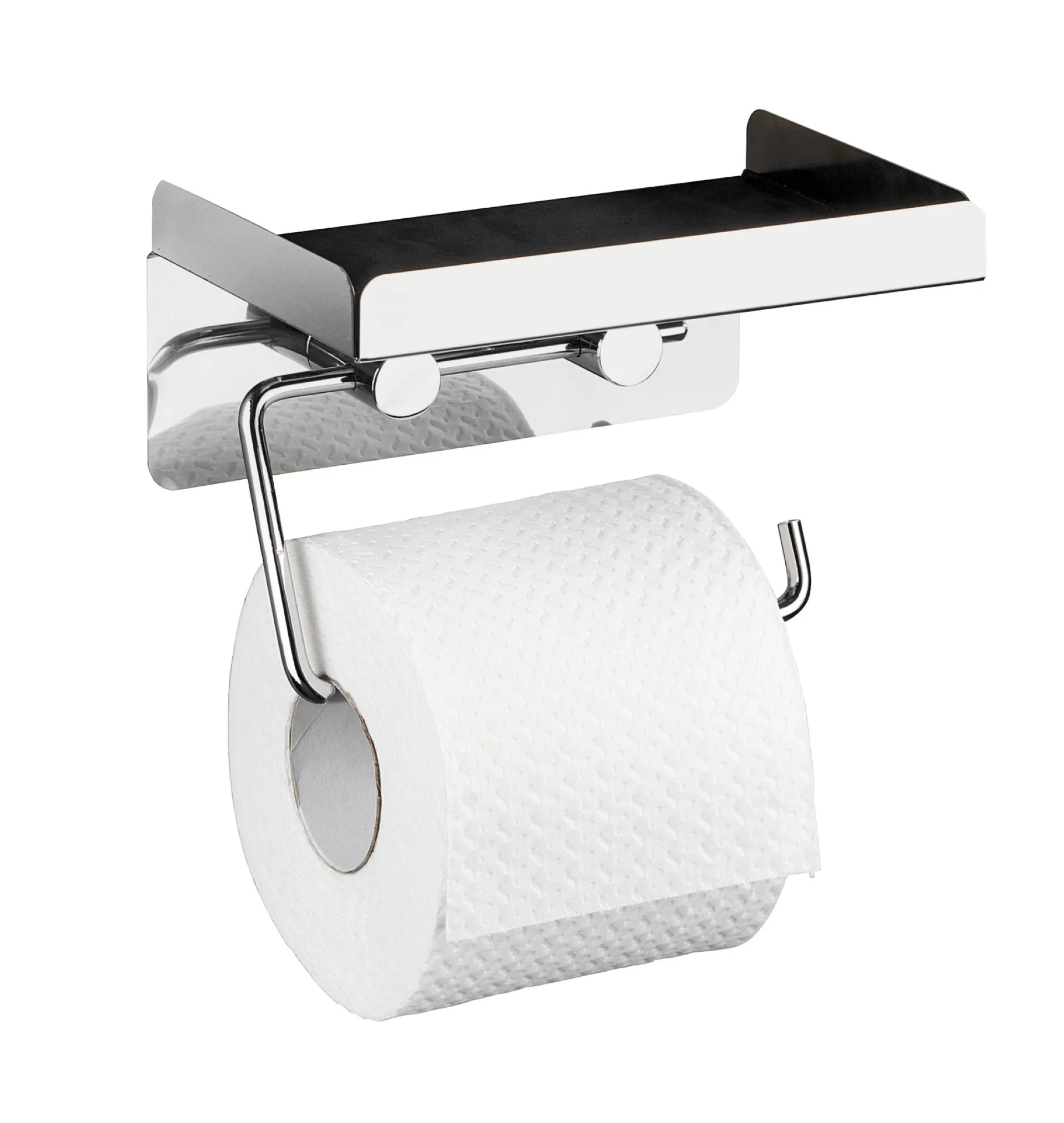 WENKO Toilettenpapierhalter 2 in 1, mit Ablage, Edelstahl rostfrei
