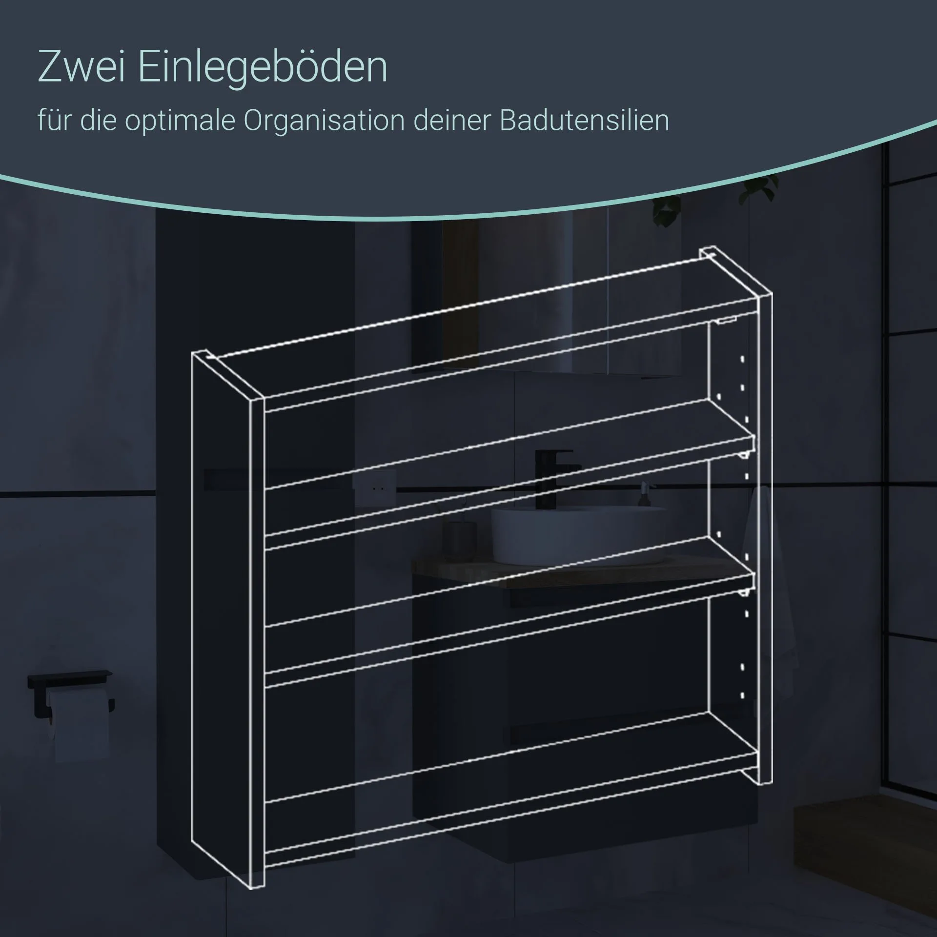 BADEDU GERS Spiegelschrank 60 cm breit, Grau