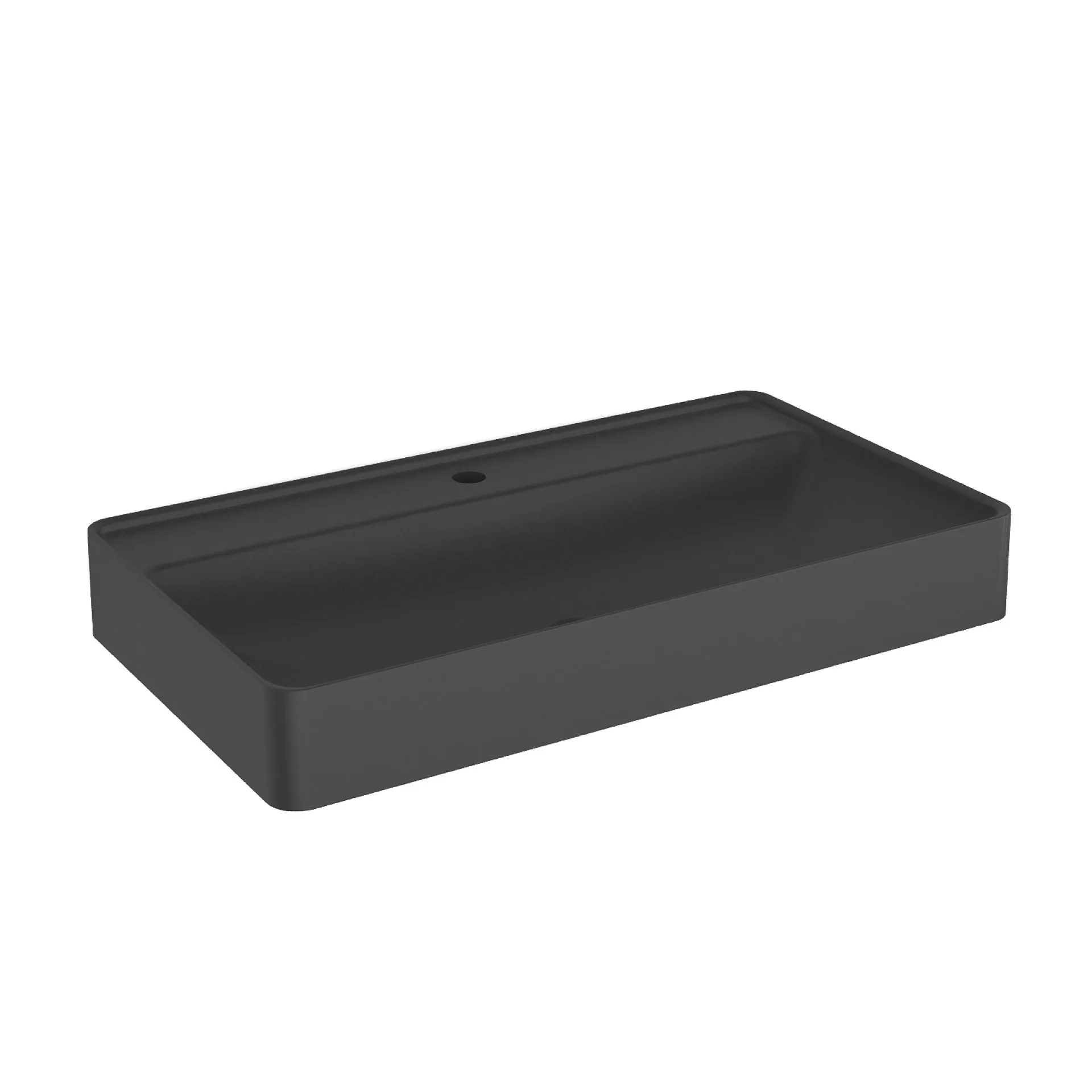 BADEDU SORA Waschbecken mit Unterschrank 80 cm breit, Schwarz matt, Waschbecken Quarzkomposit Schwarz, aus Aluminium, mit Füßen