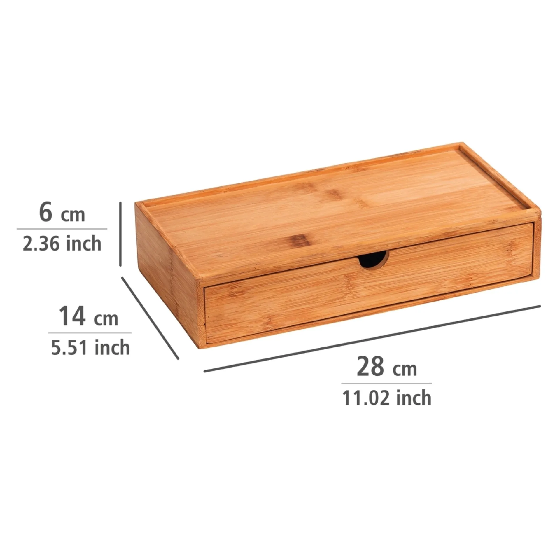 WENKO TERRA Aufbewahrungsbox, Braun, mit Schublade, aus Bambus