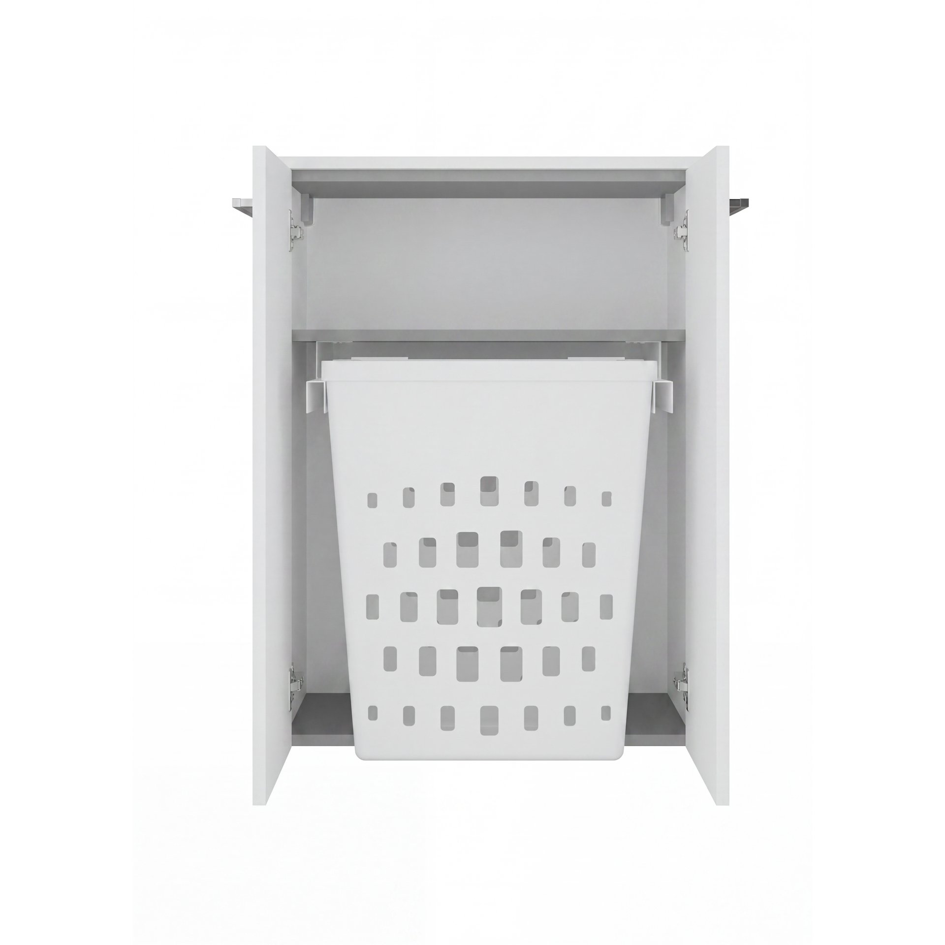 FACKELMANN B.ROUND Doppel Midischrank 60 cm breit, Weiß, mit Wäschekorb