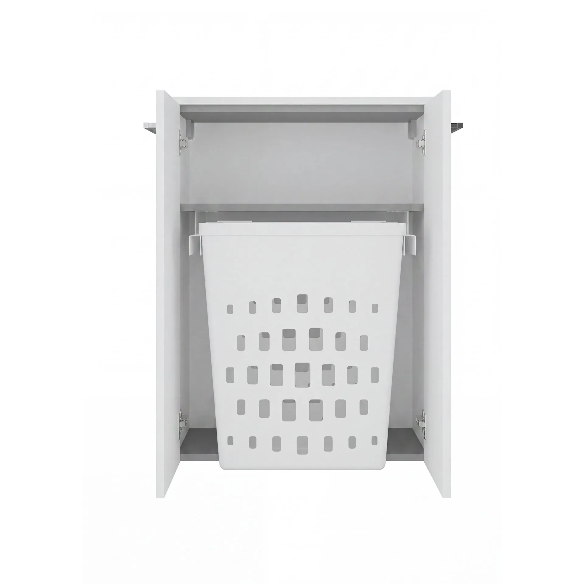 FACKELMANN B.ROUND Doppel Midischrank 60 cm breit, Weiß, mit Wäschekorb