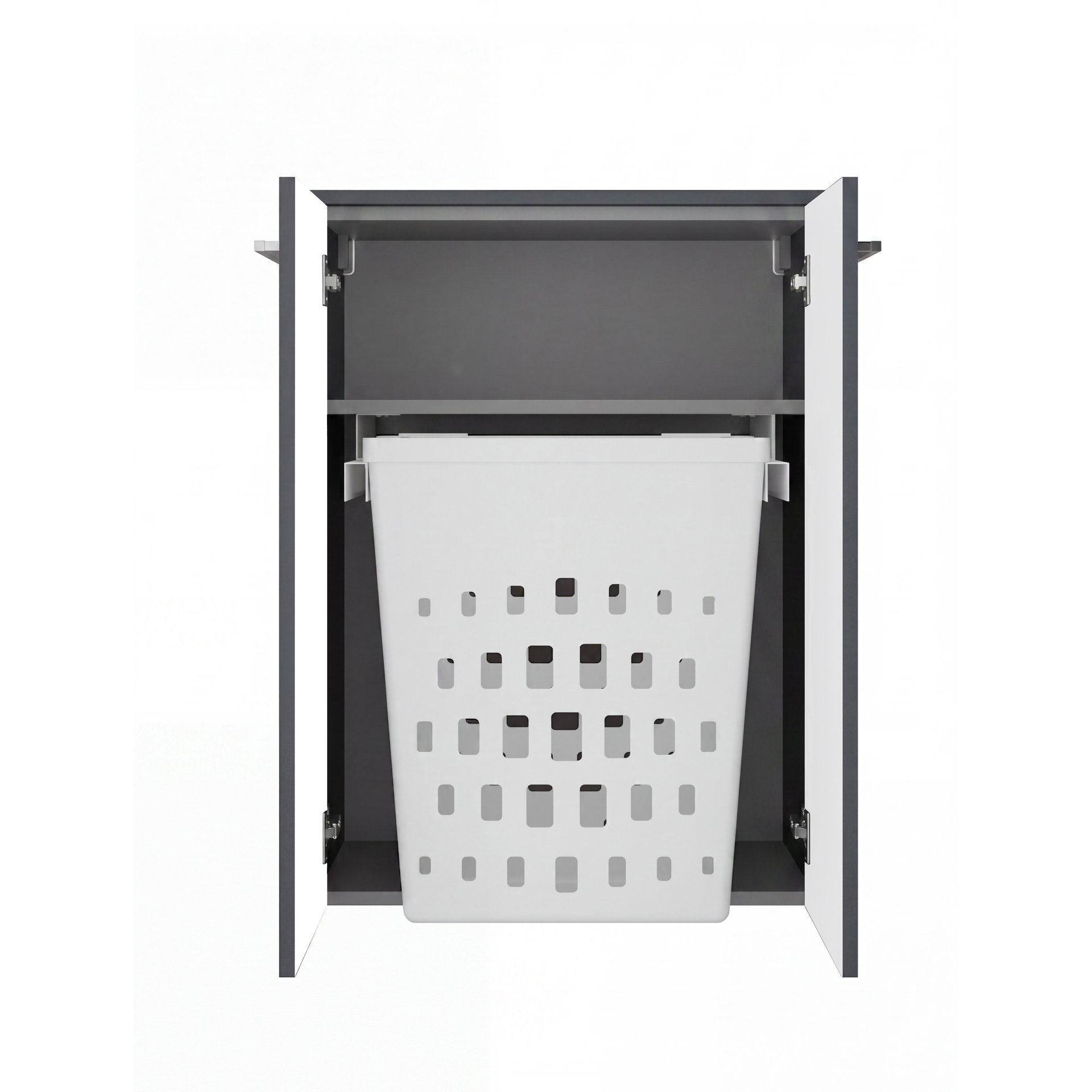 FACKELMANN B.ROUND Doppel Midischrank 60 cm breit, Anthrazit, mit Wäschekorb