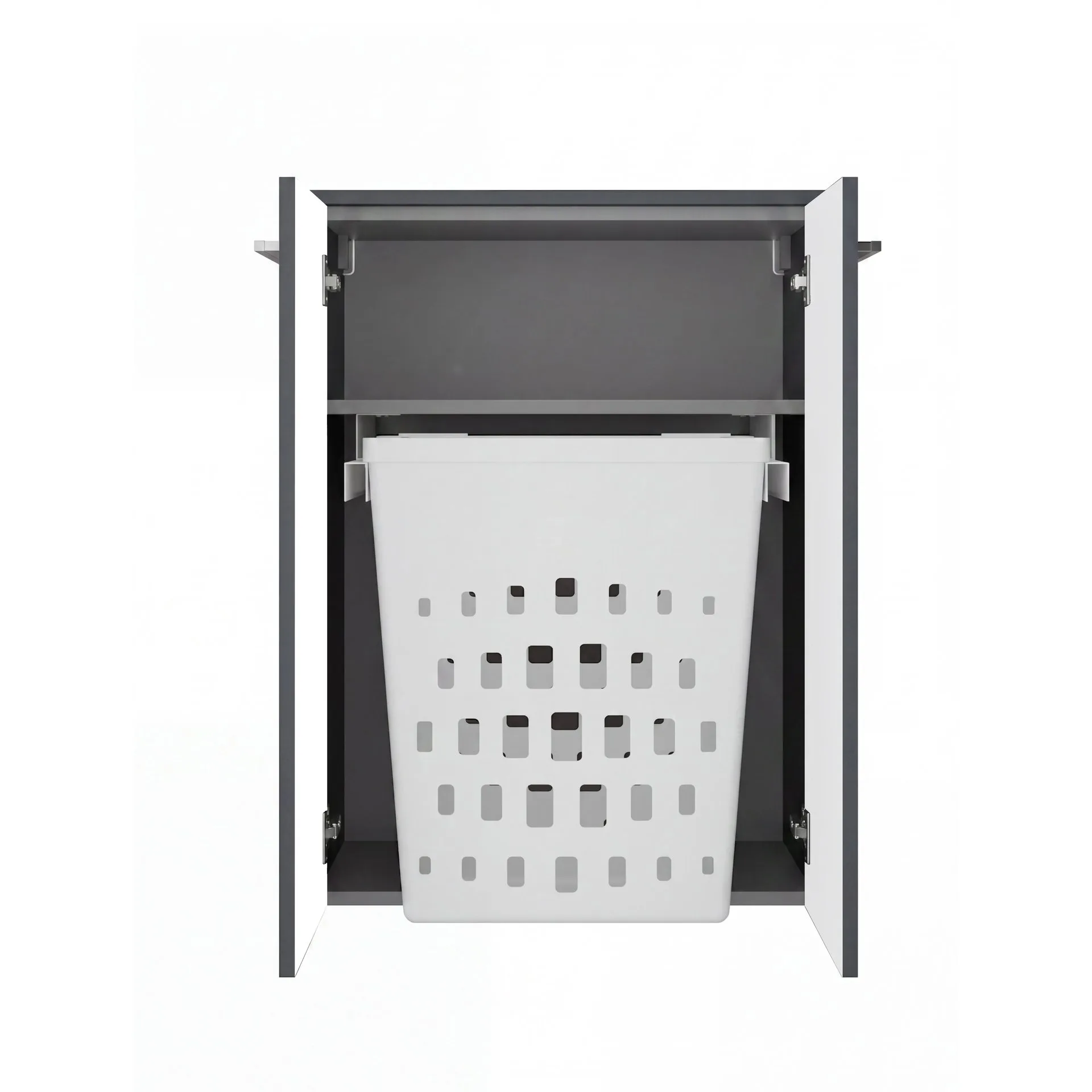 FACKELMANN B.ROUND Doppel Midischrank 60 cm breit, Anthrazit, mit Wäschekorb