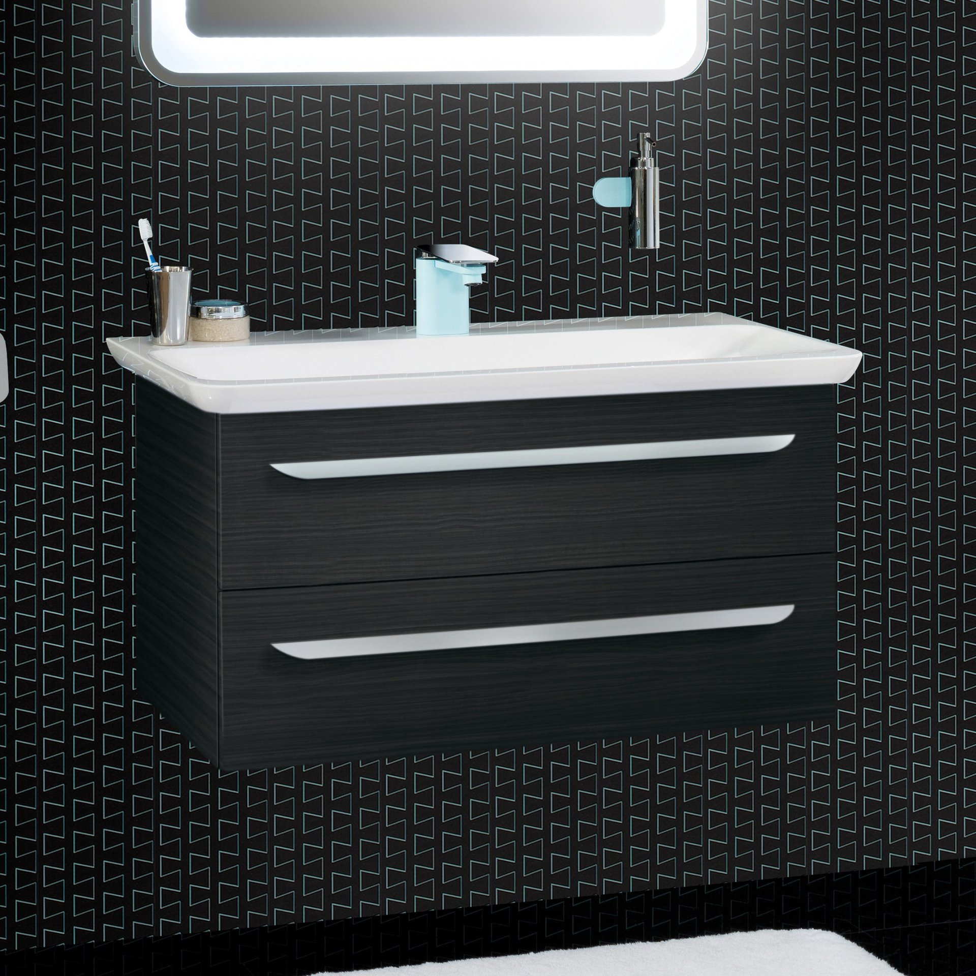 Lanzet M9 Waschtischunterschrank 90 cm Schwarz