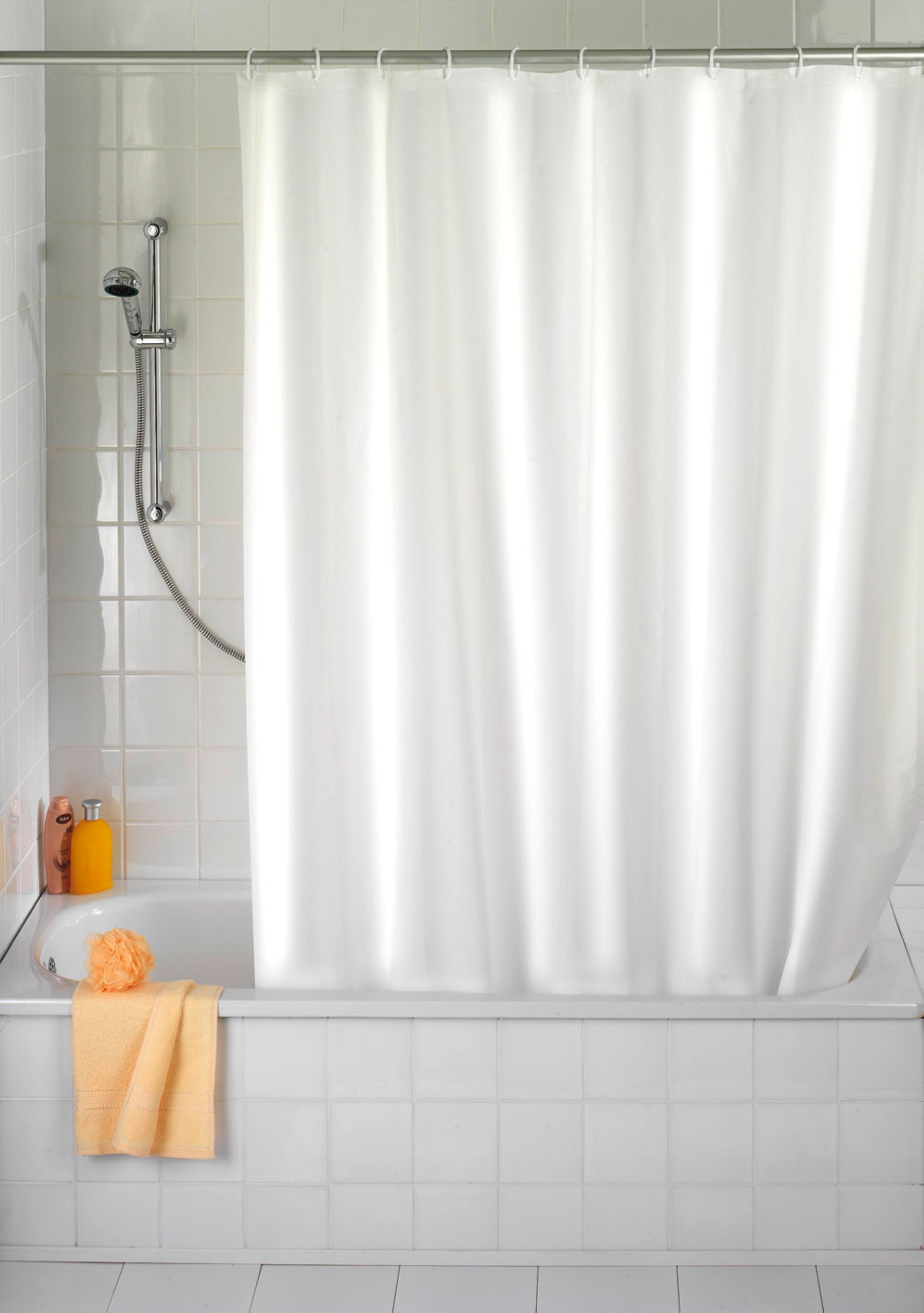 WENKO UNI Duschvorhang 180 x 200 cm, Weiß, waschbar