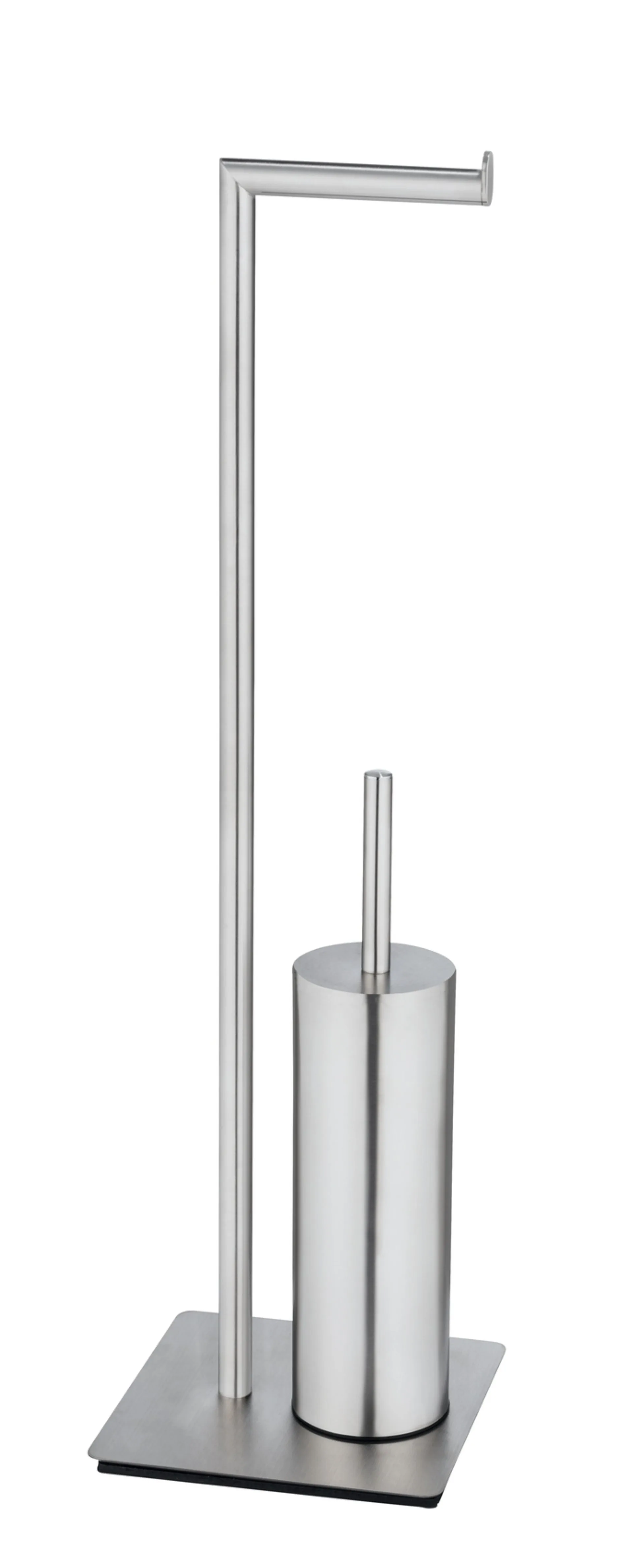 WENKO RECCO WC-Garnitur, Silber, Edelstahl, mit Toilettenpapierhalter, stehend