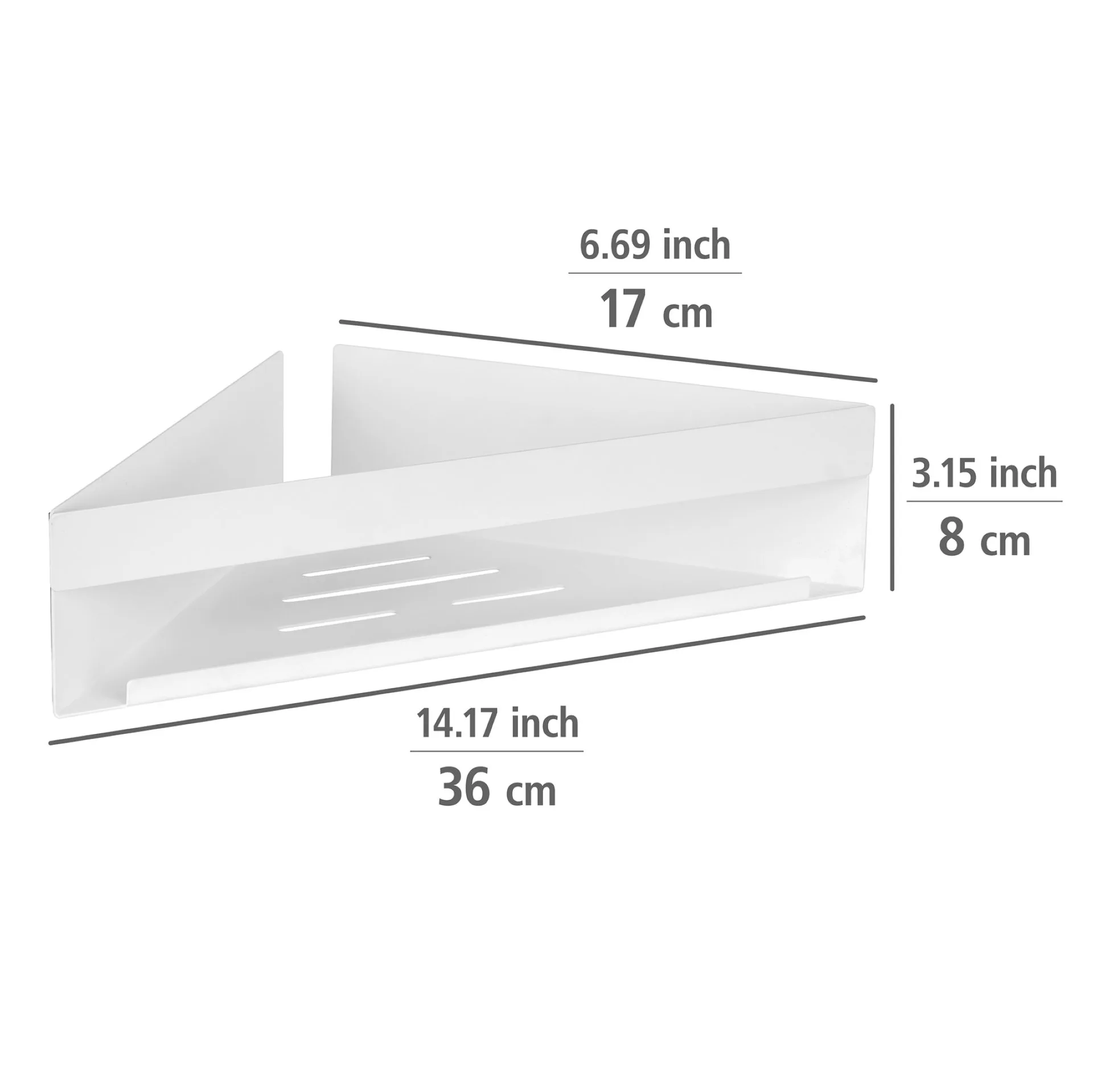 WENKO GENOVA Dusch Eckablage 36 cm breit, Weiß, Befestigen ohne Bohren