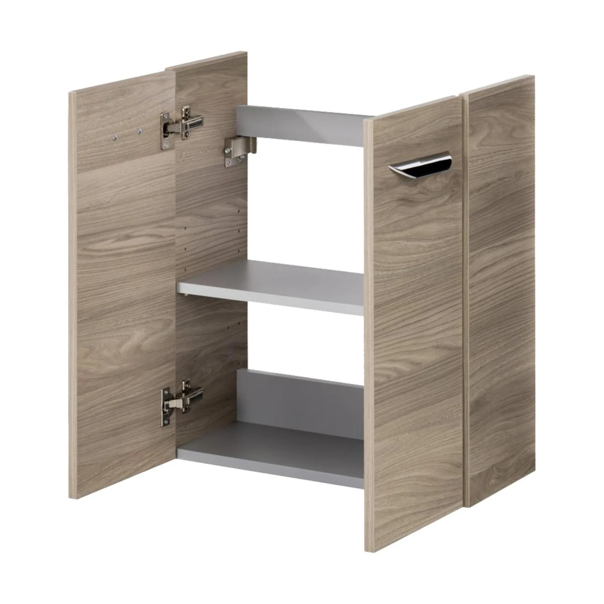 FACKELMANN SBC LUXOR Waschbeckenunterschrank Gäste WC 55 cm breit, Braun hell, 2 Türen
