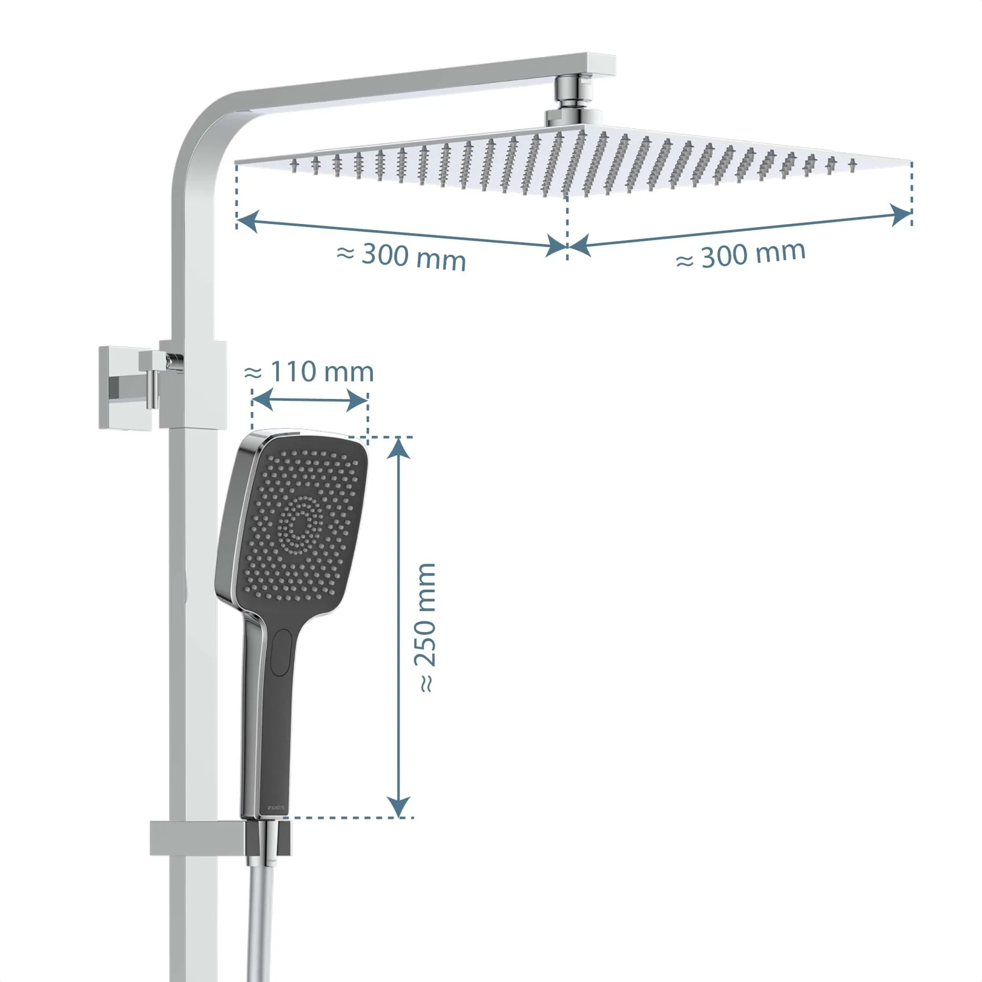 SCHÜTTE OCEAN Überkopf-Brauseset, Chrom/Anthrazit, mit Duschthermostat und Ablage