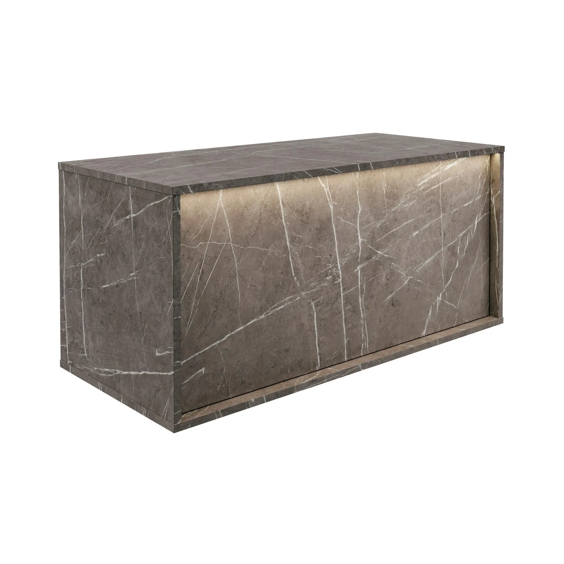 LANZET DUNE Waschbeckenunterschrank 100,3 cm breit, Marmor Grau, inkl. LED Beleuchtung