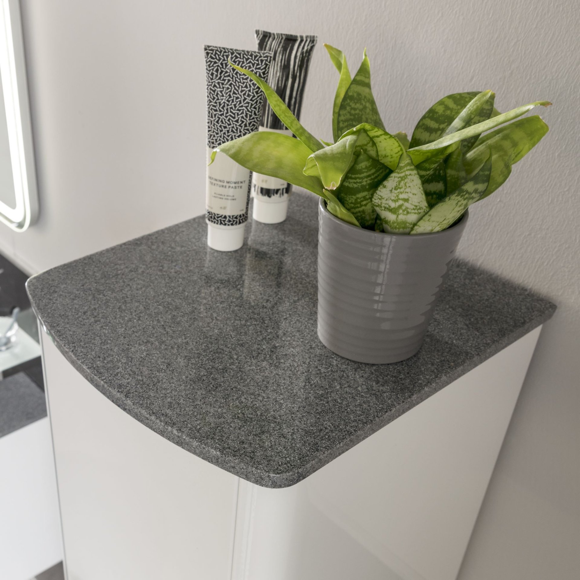 Lanzet CLASSICO Midischrank, Weiß/Grau-Metallic, rechts