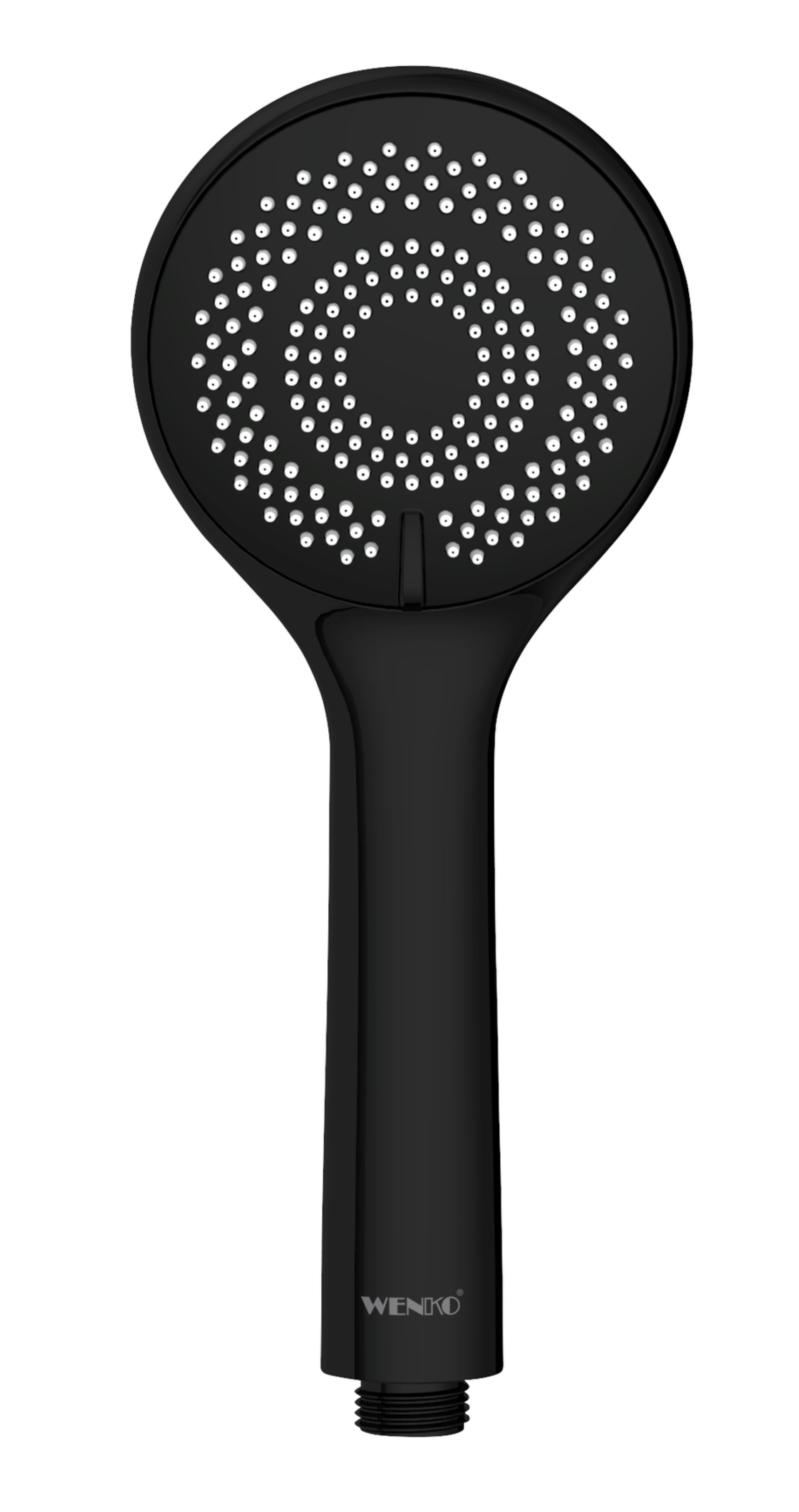 WENKO Duschkopf Ø 9,5 cm, Schwarz, mit Wassersparsystem, 3 verschiedene Wasserstrahlarten
