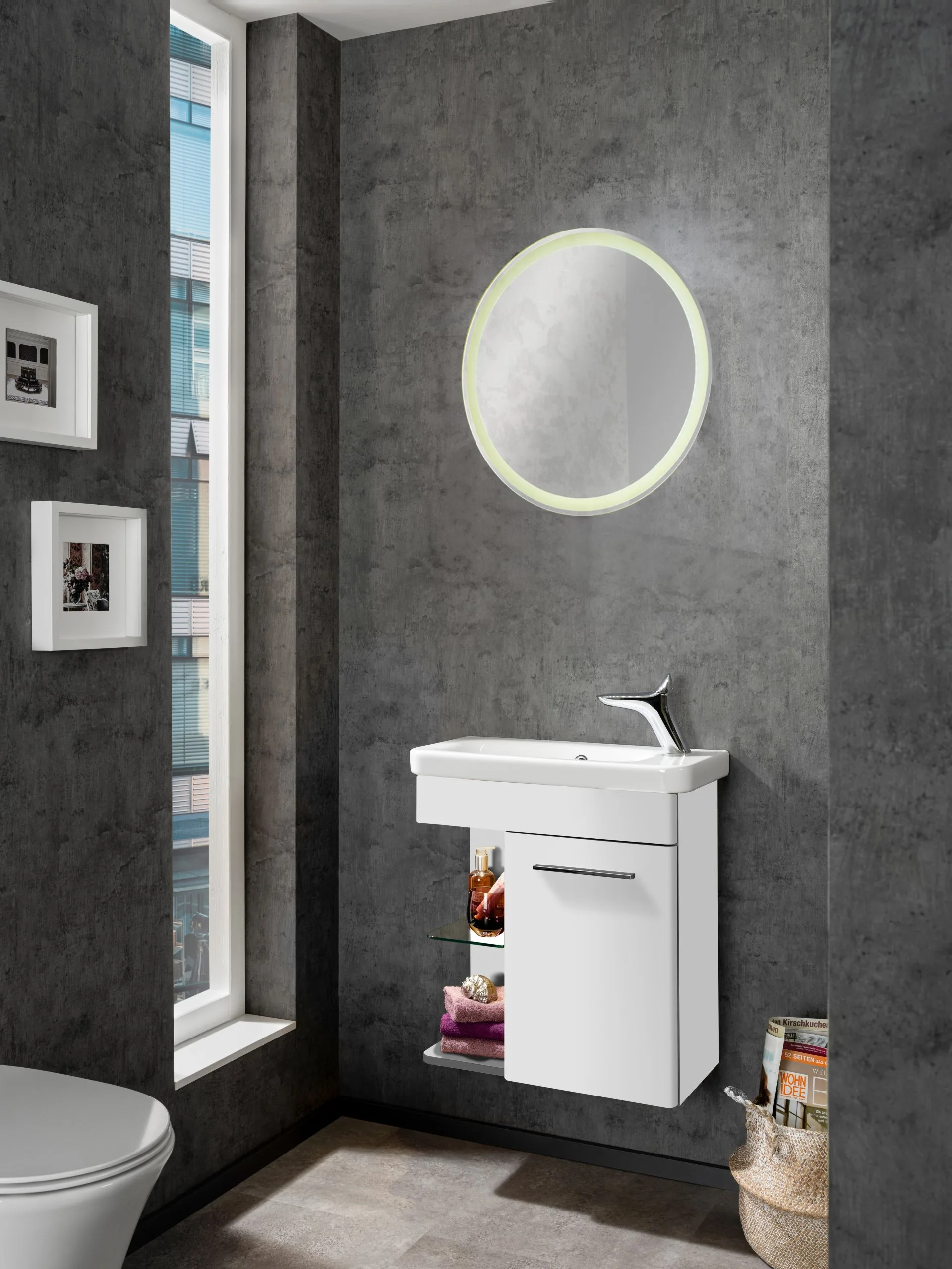 LANZET K8 Gäste WC Waschtischunterschrank 55 cm, Weiß