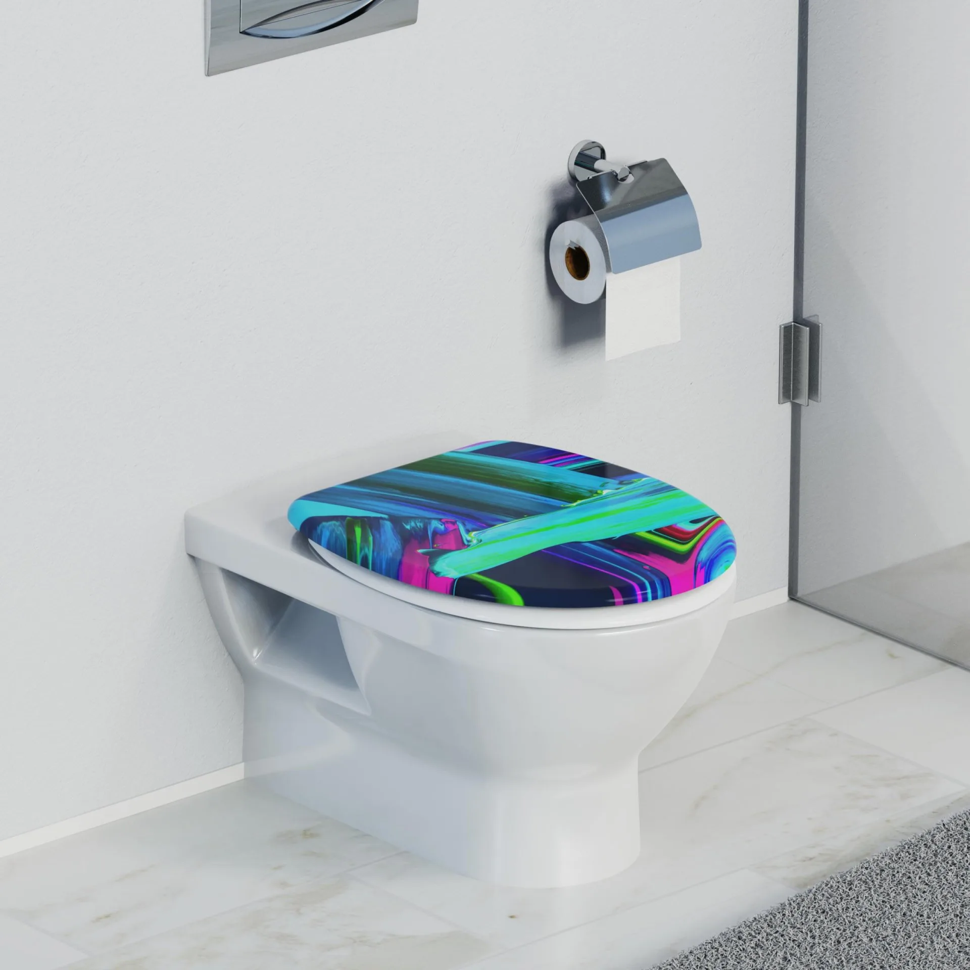 SCHÜTTE NEON PAINT WC-Sitz, Kunststoff, mit Absenkautomatik