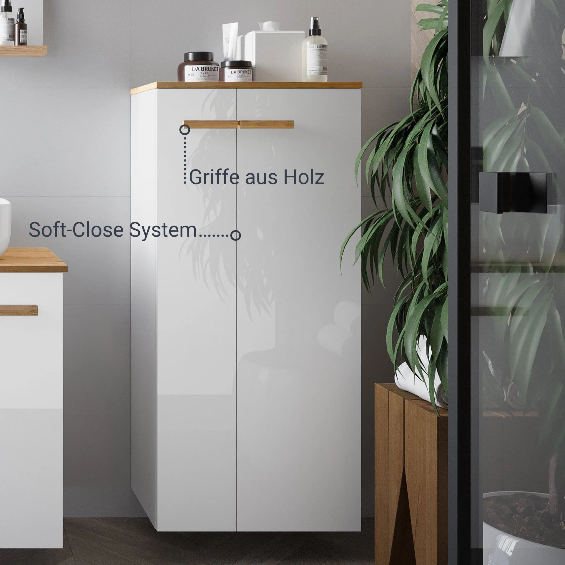 BADEDU HIERA Midischrank 50 cm breit, Weiß