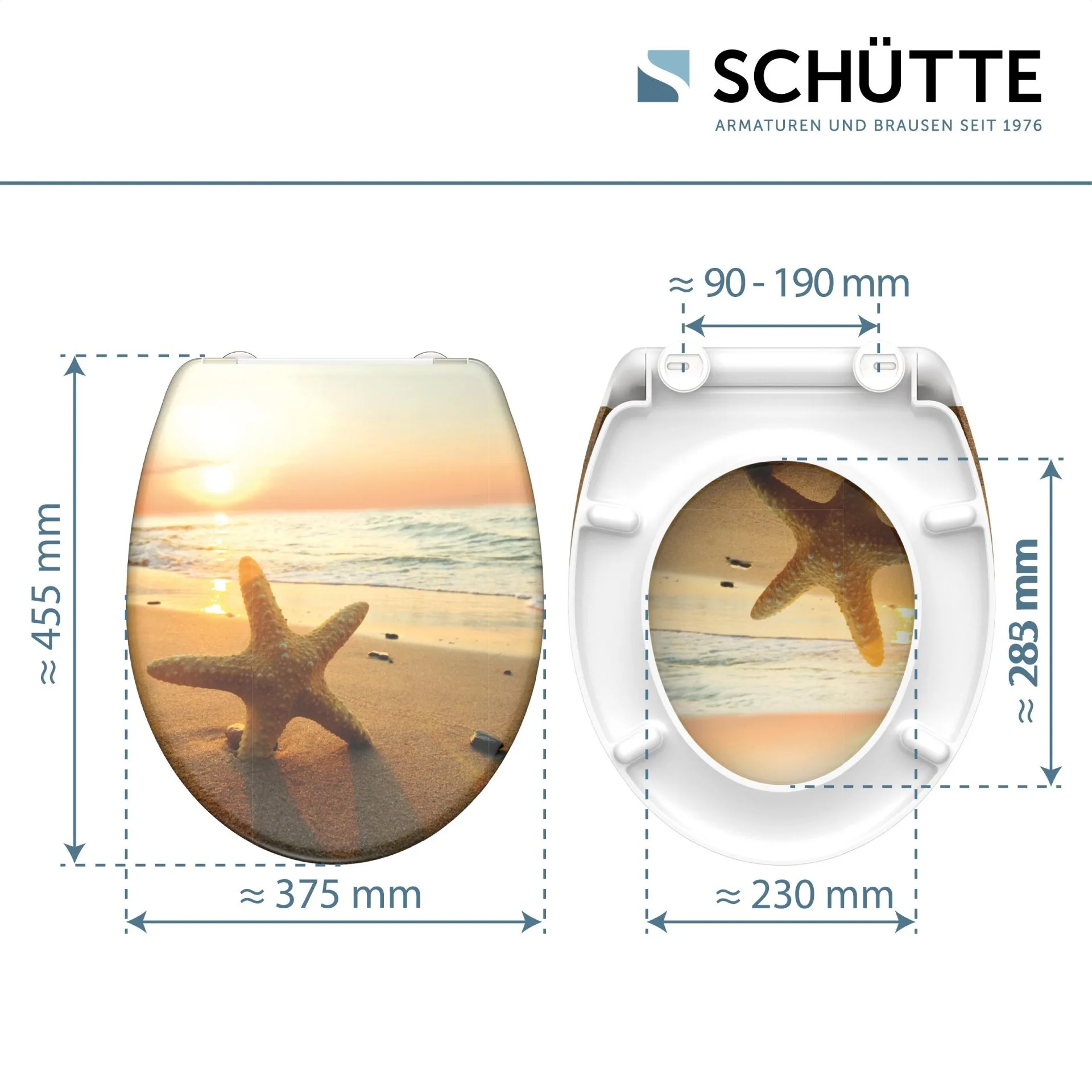 SCHÜTTE SEA STAR WC-Sitz, Kunststoff, mit Absenkautomatik und Schnellverschluss