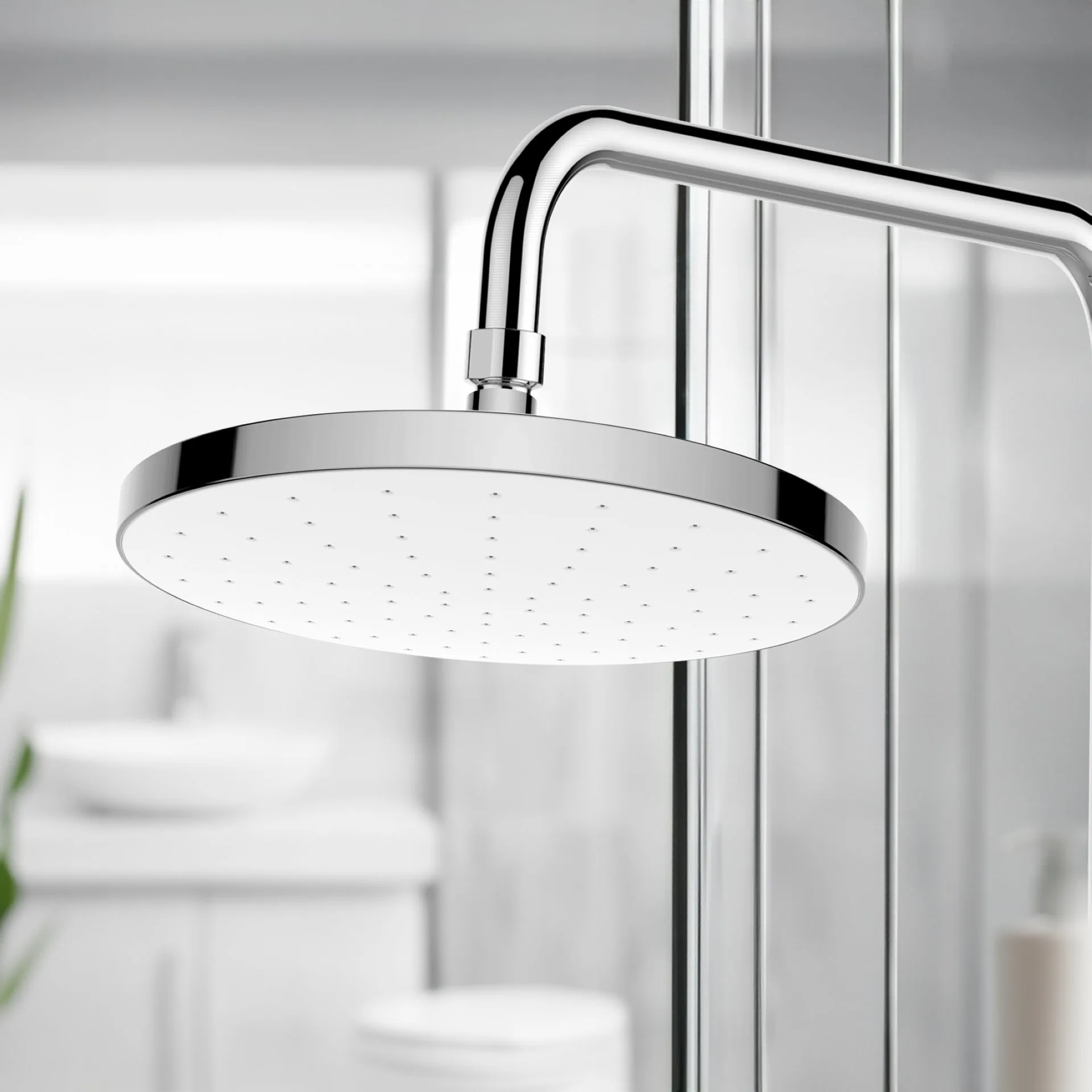 WENKO Duschkopf Regendusche Ø 22,5 cm, Chrom/Weiß, mit Automatischer Reinigungsfunktion