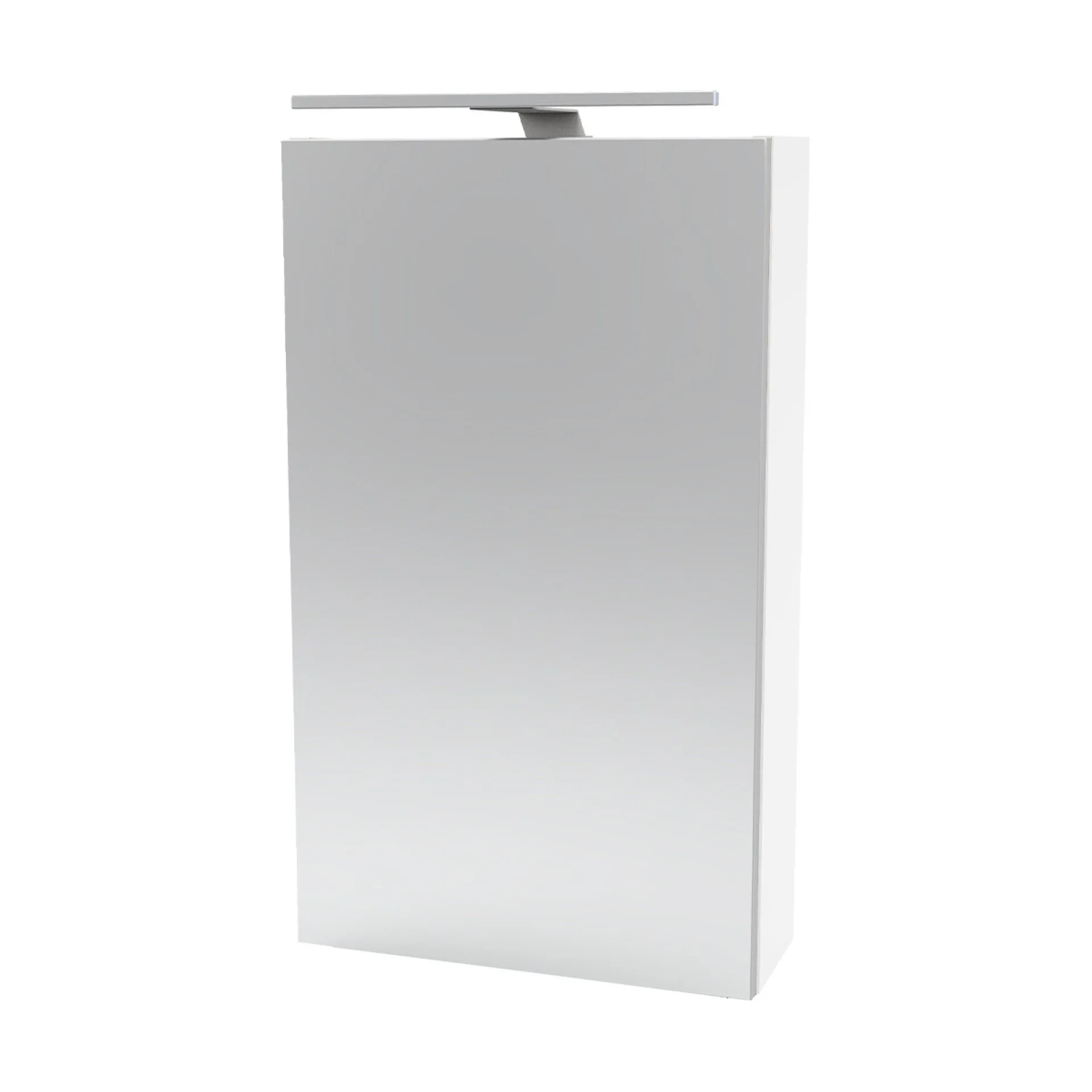 FACKELMANN SBC SCENO Gäste WC Spiegelschrank 40 cm breit, Weiß, Türanschlag rechts + Aufsatzleuchte