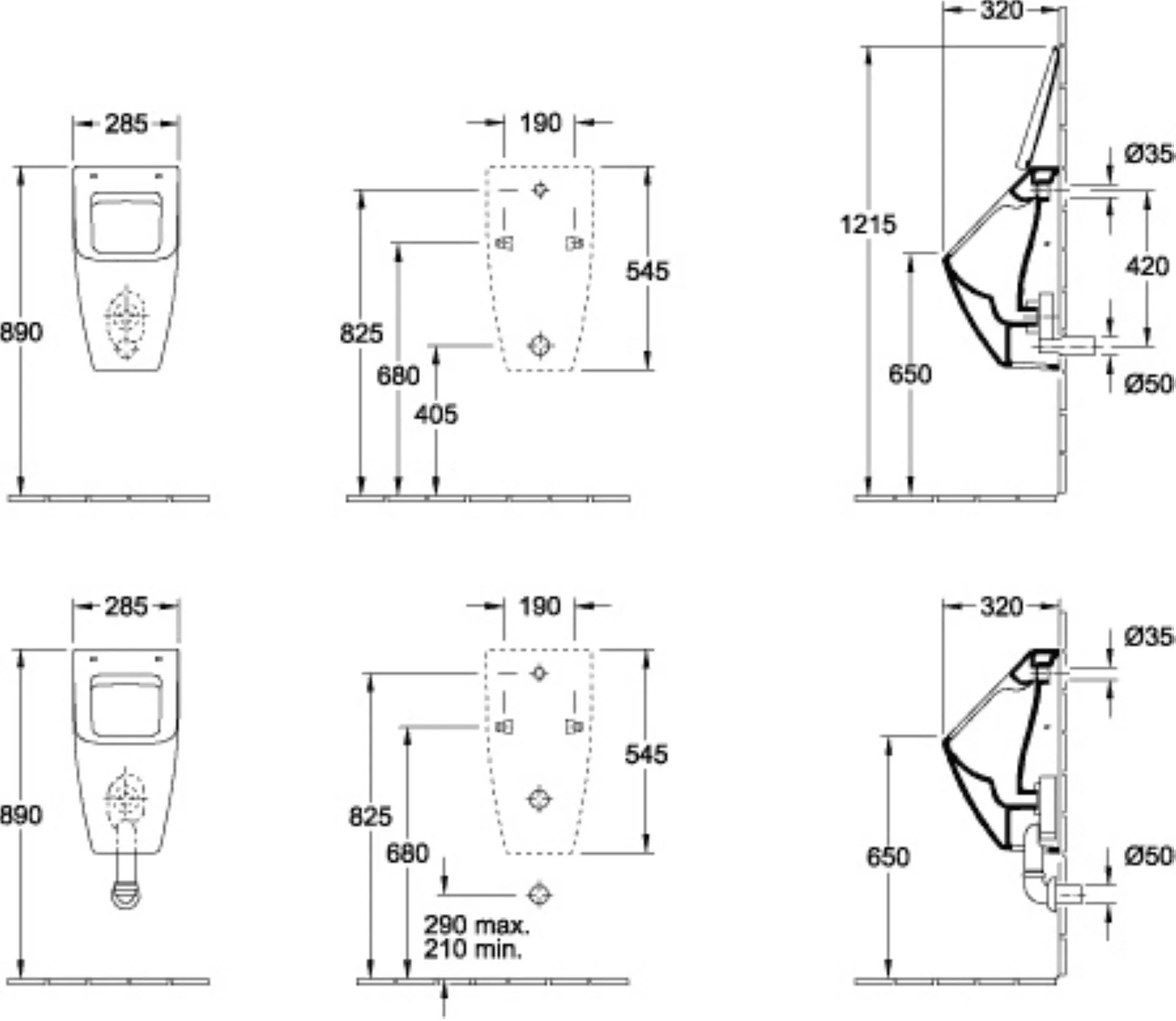 VILLEROY & BOCH VENTICELLO Absaug-Urinal, Weiß, ohne Deckel