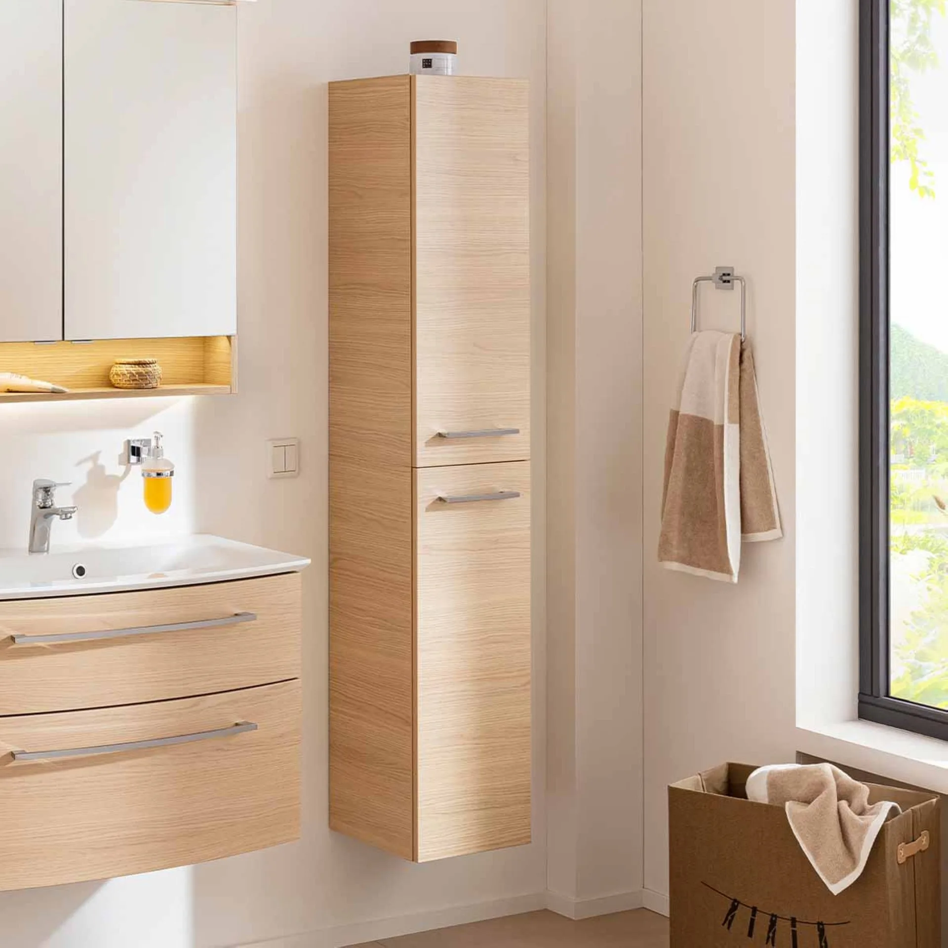 FACKELMANN B.STYLE Hochschrank 30 cm breit, Braun, Türanschlag rechts