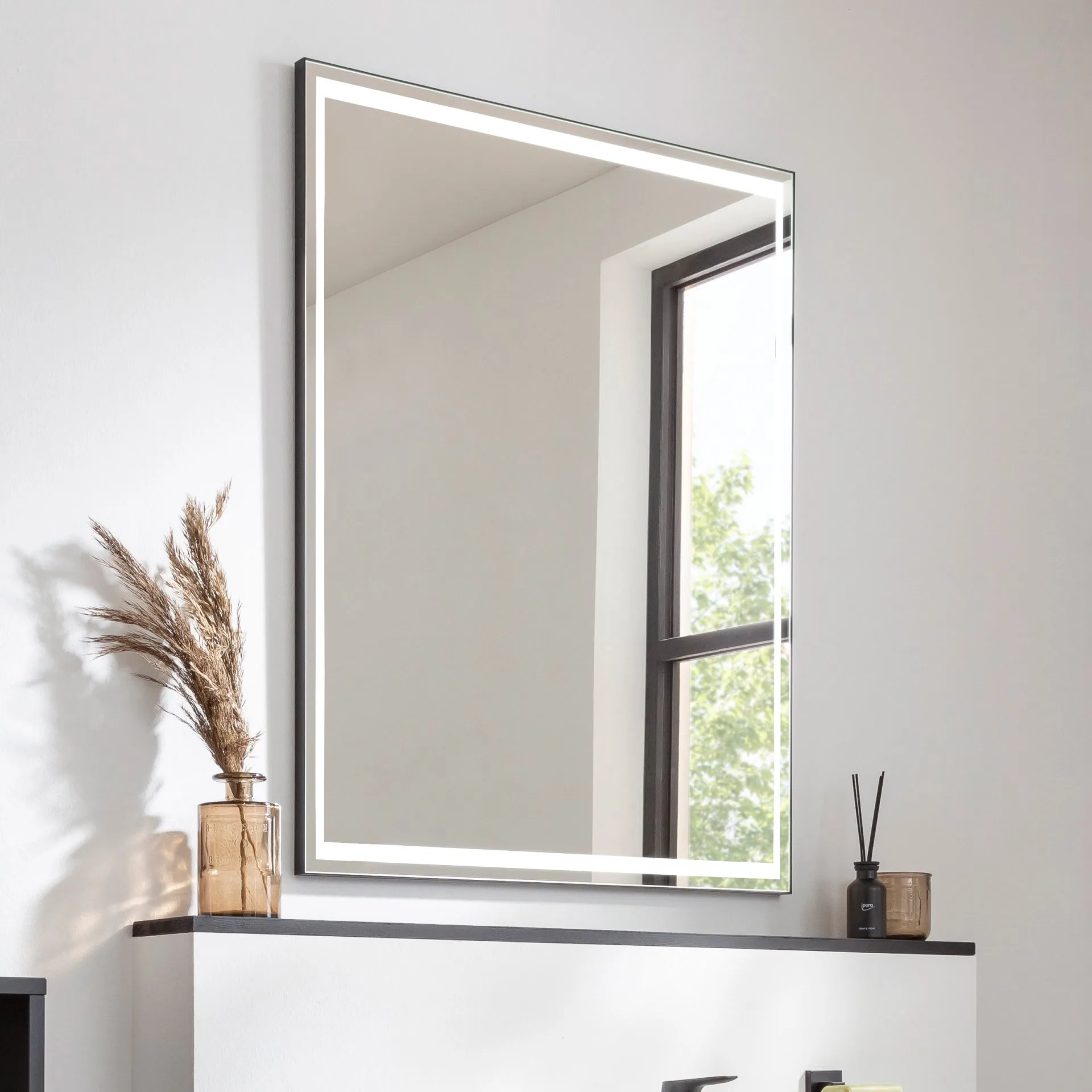FACKELMANN B.PARIS LED Spiegel 70 cm breit, Schwarz