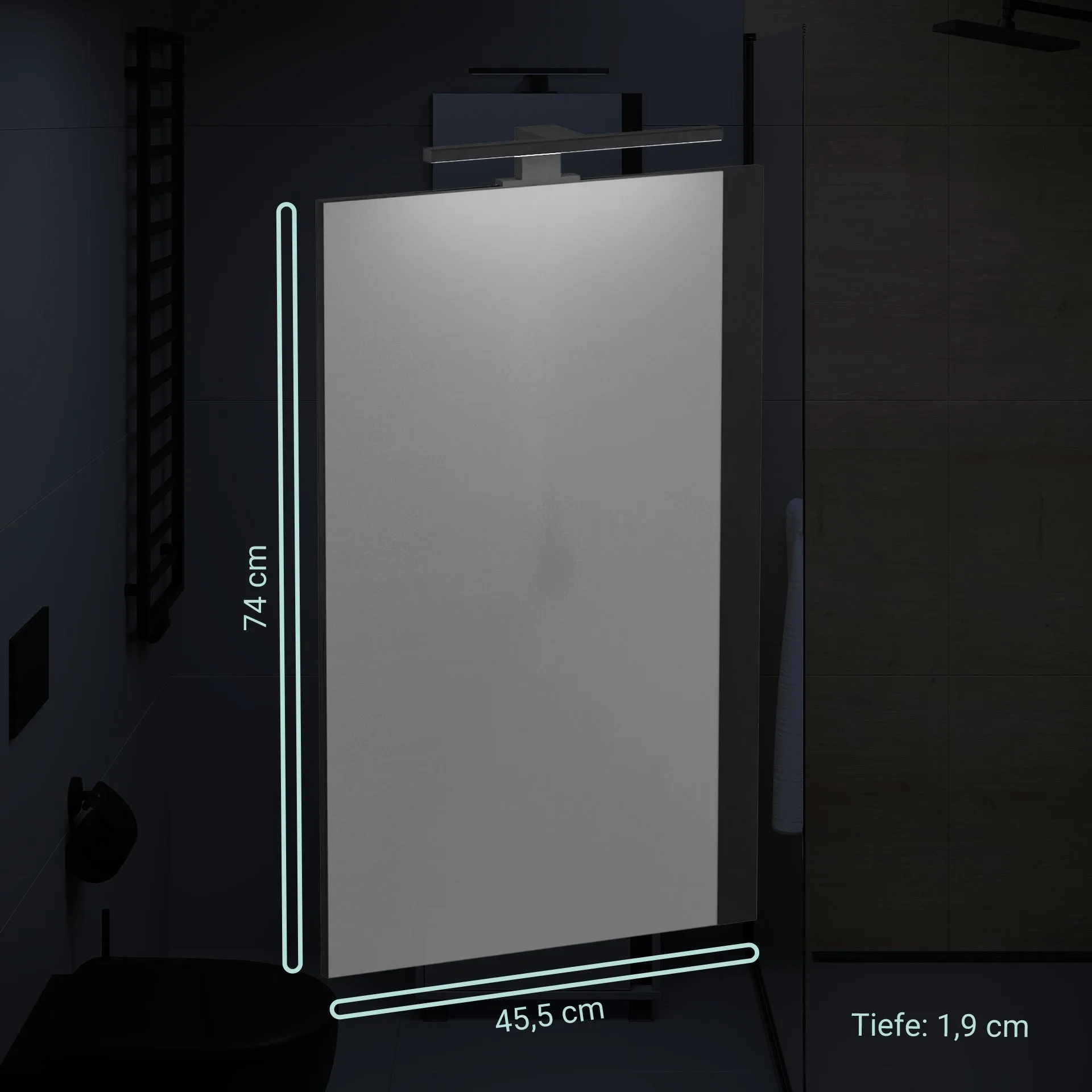 BADEDU LULE Spiegel 45,5 cm breit mit Blende