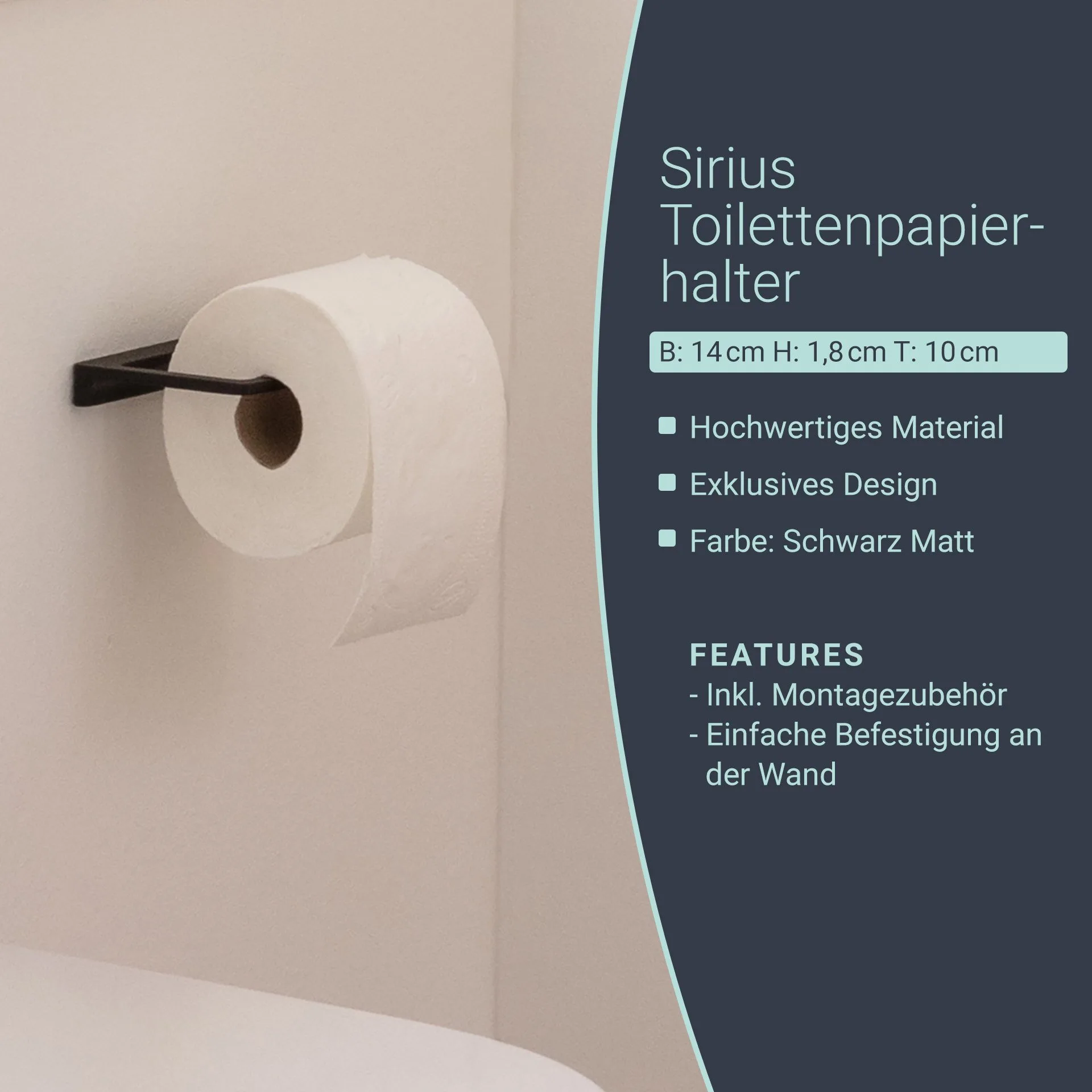 BadeDu SIRIUS Toilettenpapierhalter Schwarz