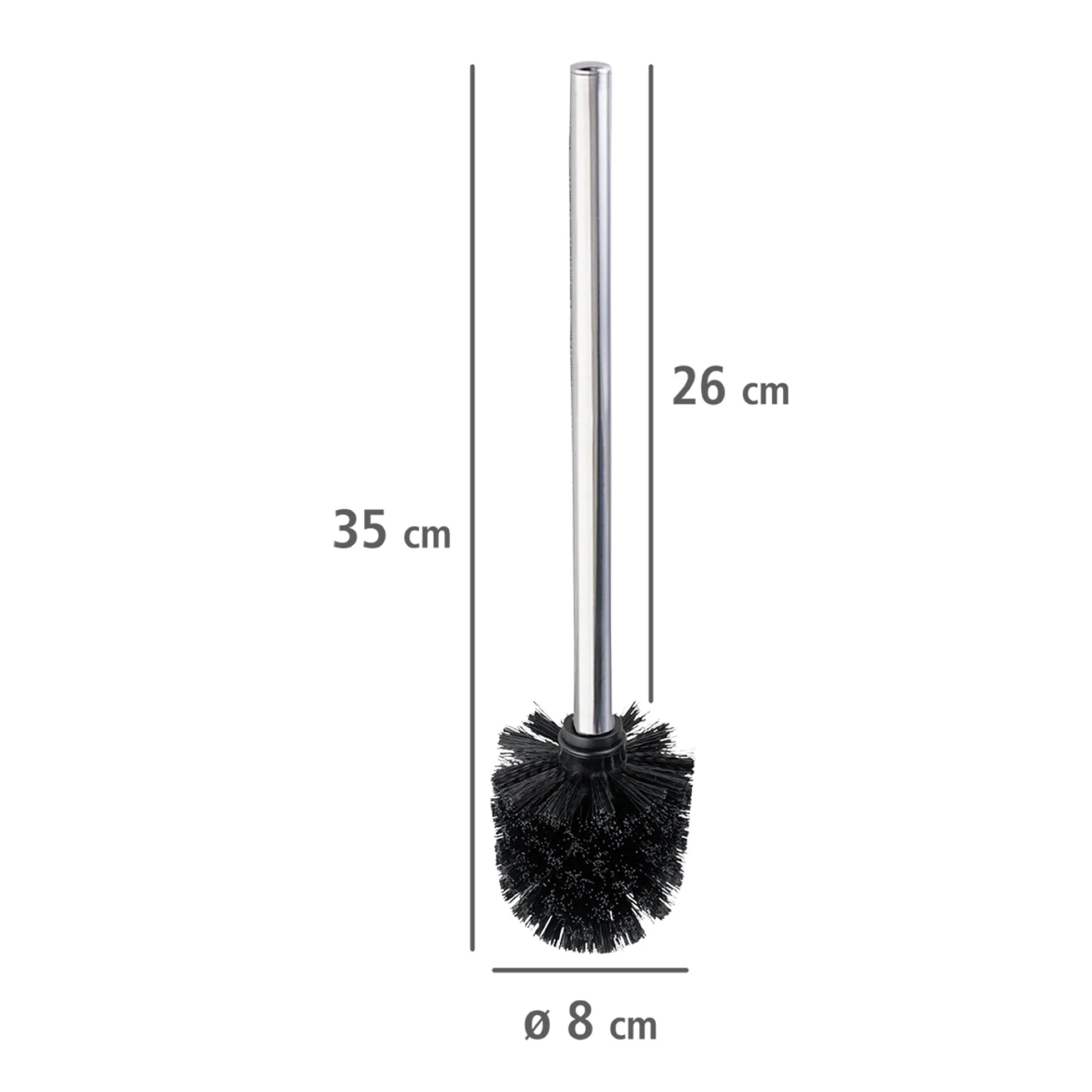 WENKO Toilettenbürste Ø 8 cm, 4er Set, Schwarz/Silber, Edelstahlstiel