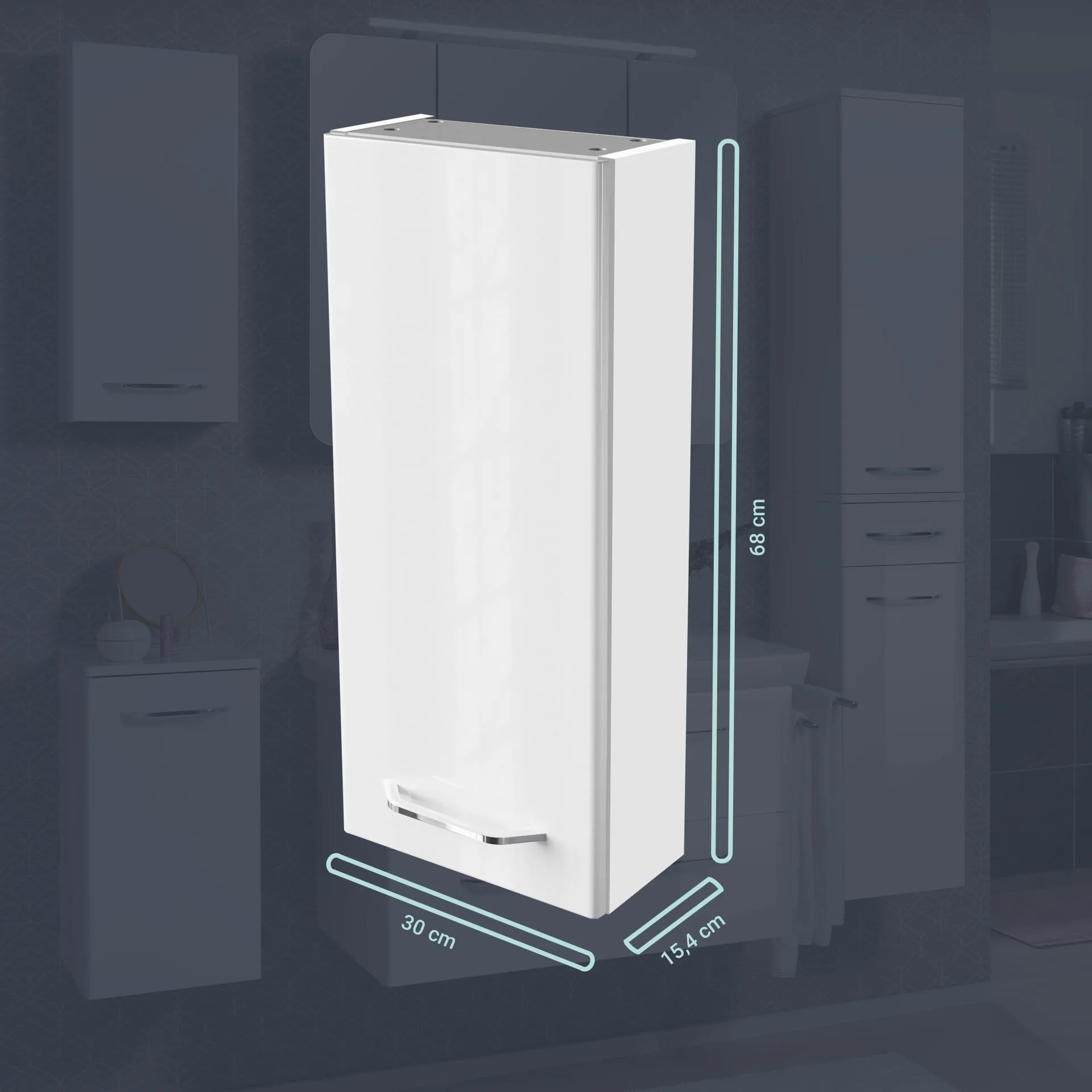 FACKELMANN MILANO Hängeschrank 30 cm breit, Weiß