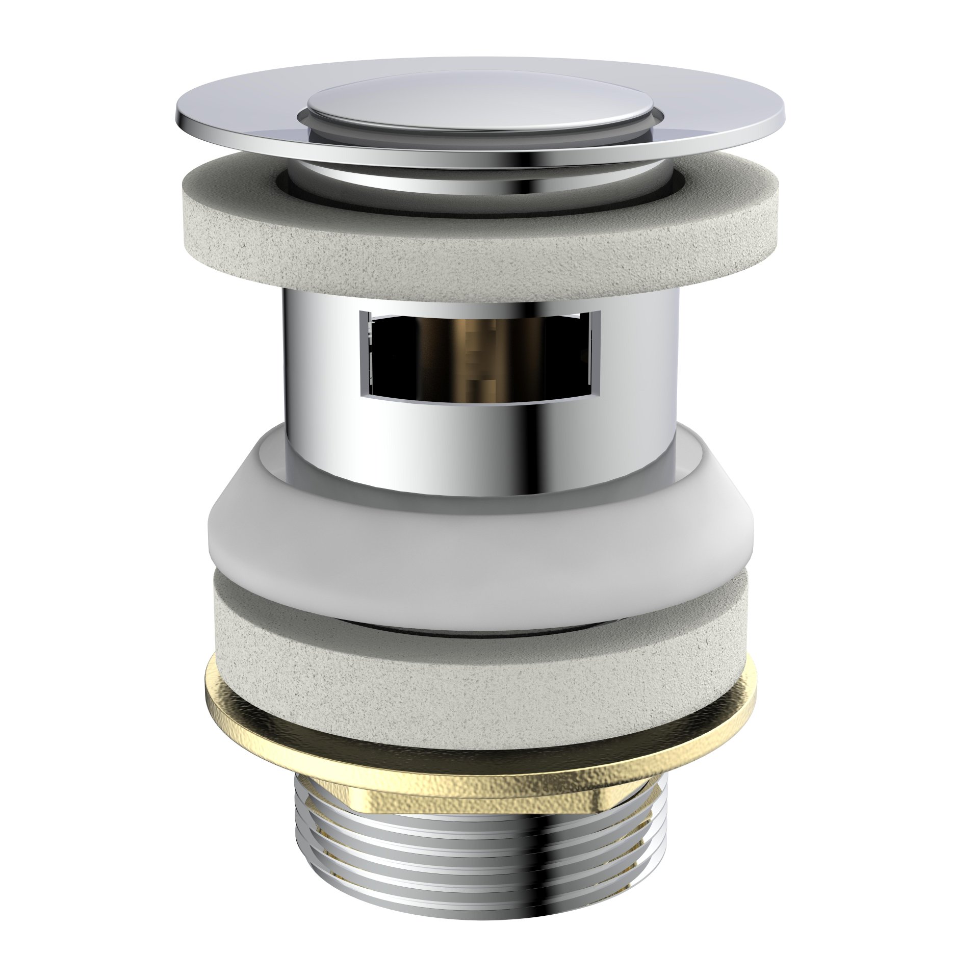 SCHÜTTE Press Exzenter, Chrom, mit Überlauf, 1 1/4"