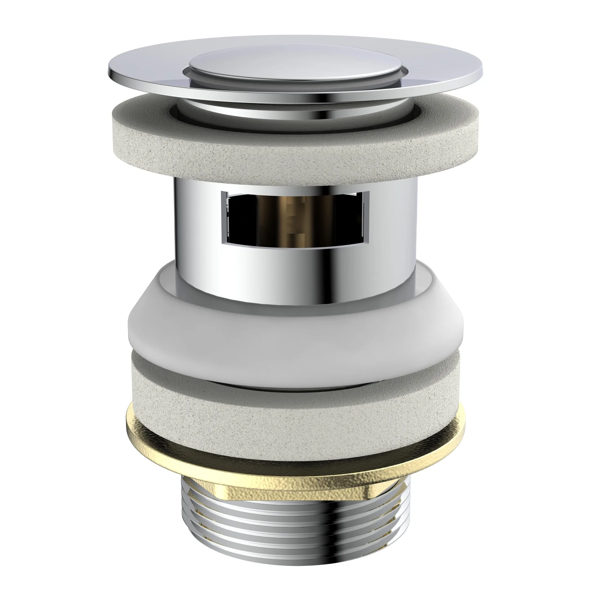 SCHÜTTE Press Exzenter, Chrom, mit Überlauf, 1 1/4"
