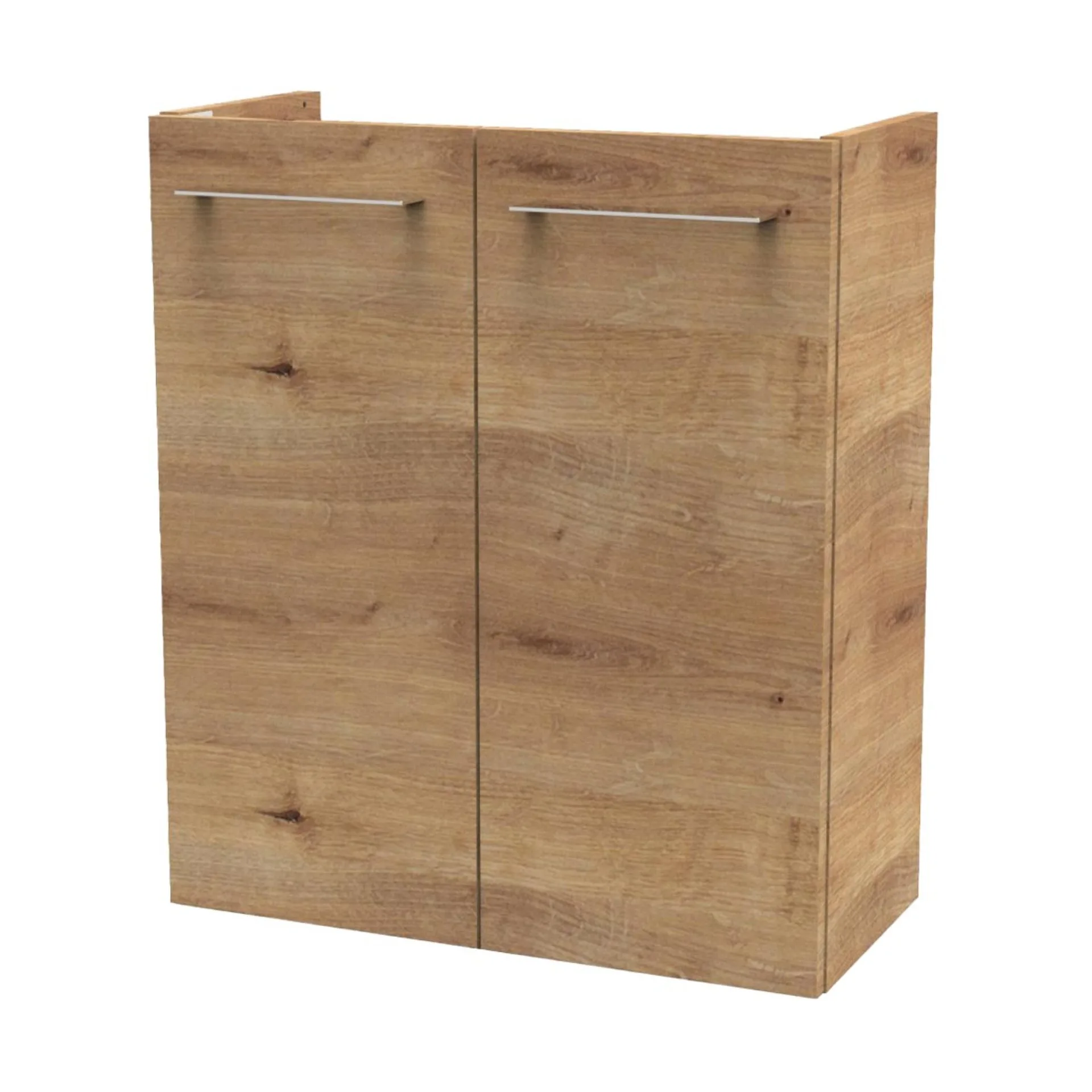 FACKELMANN SBC MILANO Waschbeckenunterschrank Gäste WC 55 cm breit, Braun hell, 2 Türen