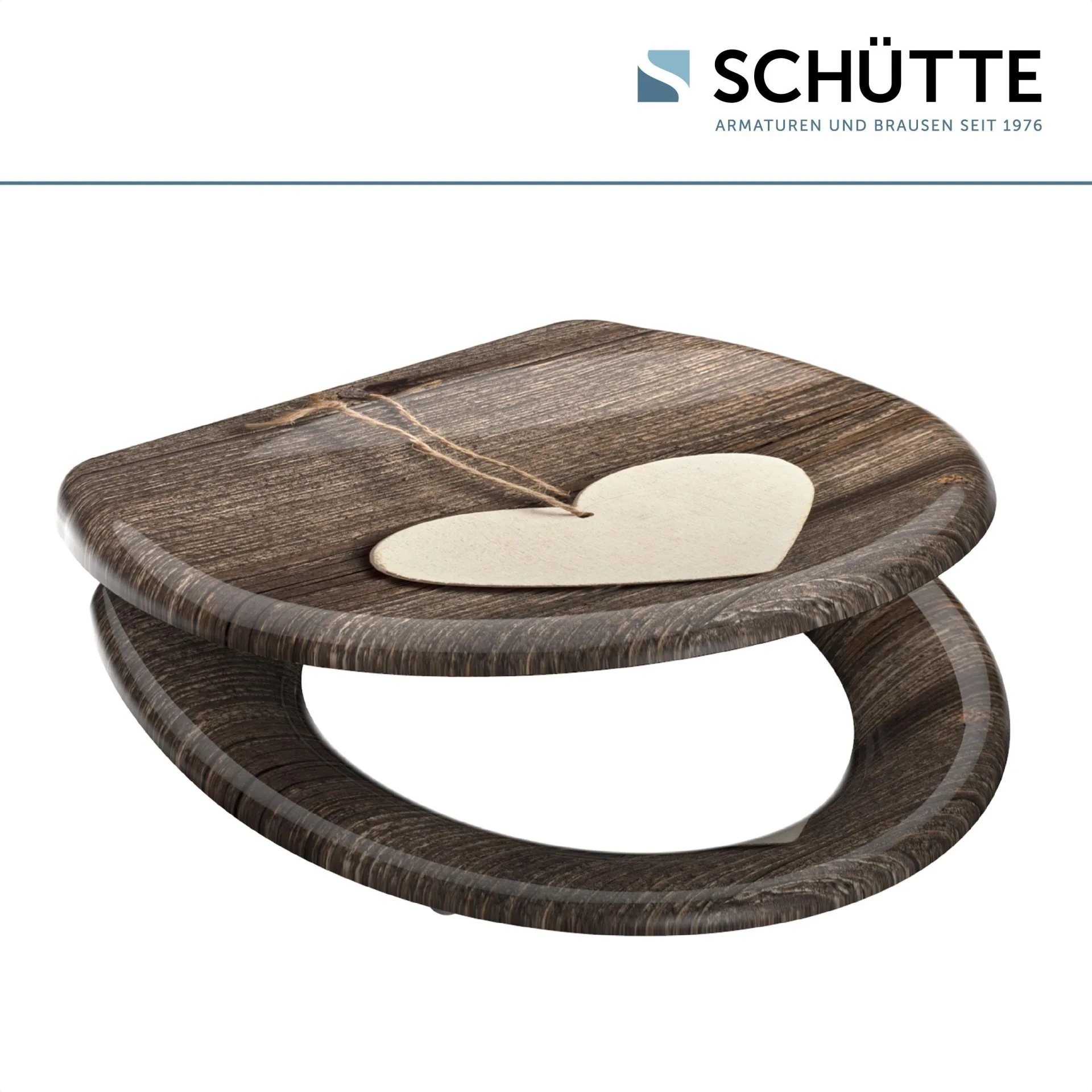 SCHÜTTE WOOD HEART WC-Sitz, Kunststoff, mit Absenkautomatik und Schnellverschluss