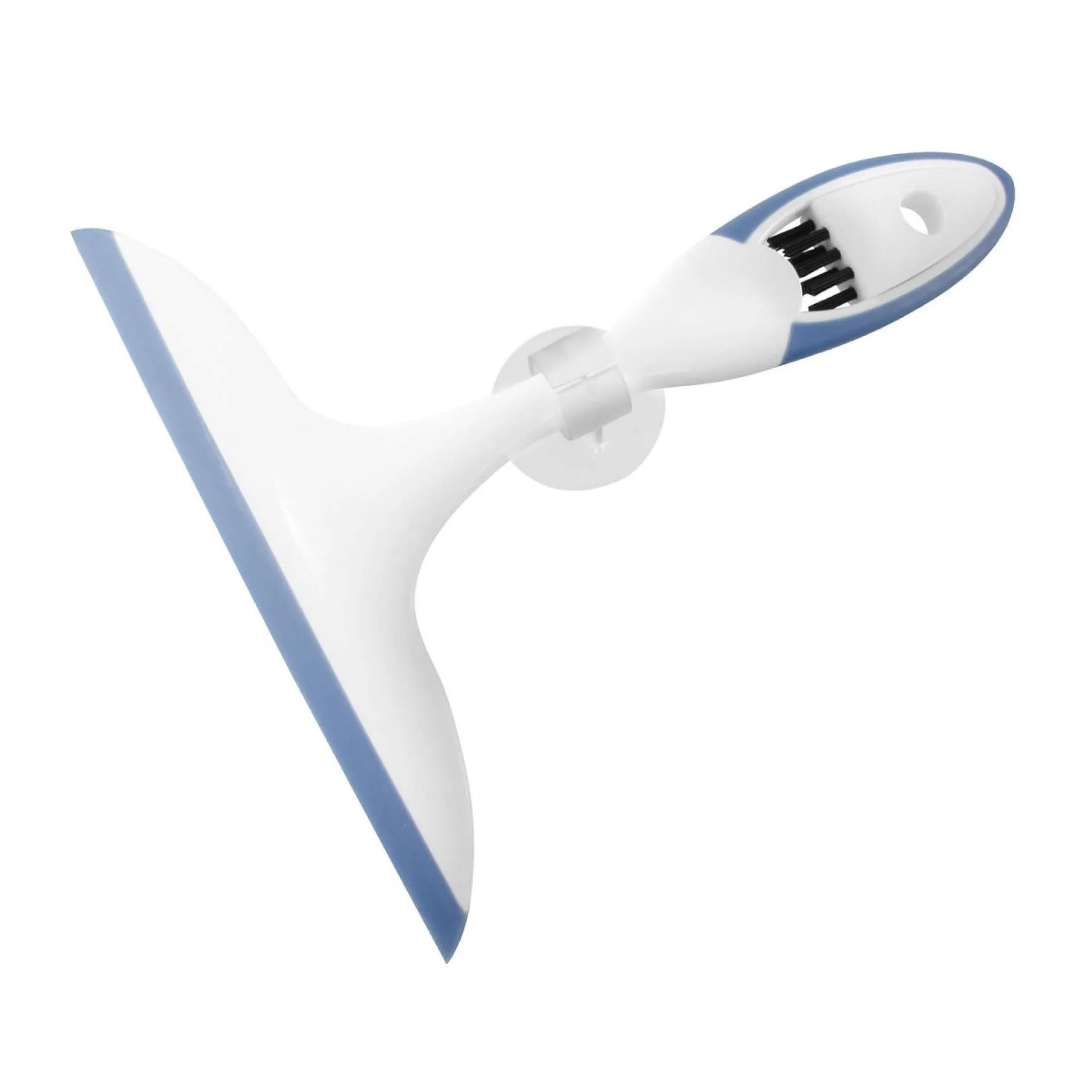 FACKELMANN Duschabzieher 24 cm breit, Weiß/Blau, mit Fugenbürste