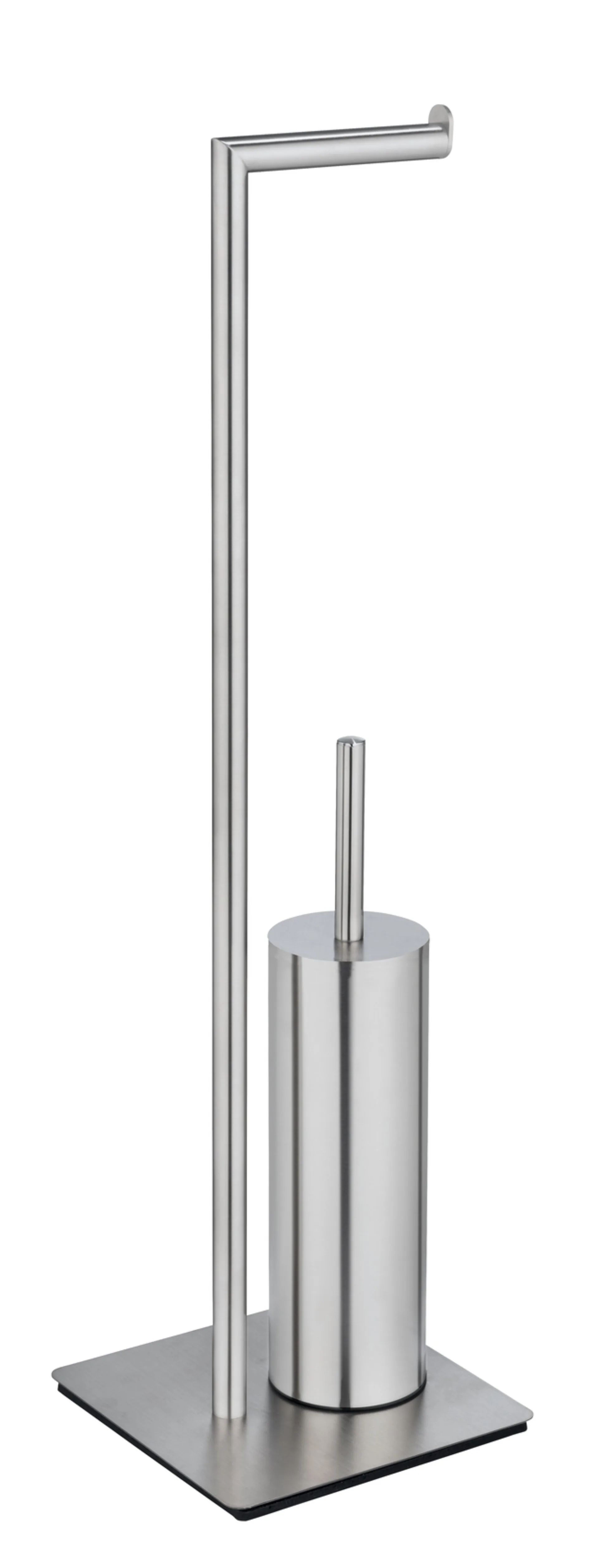 WENKO RECCO WC-Garnitur, Silber, Edelstahl, mit Toilettenpapierhalter, stehend